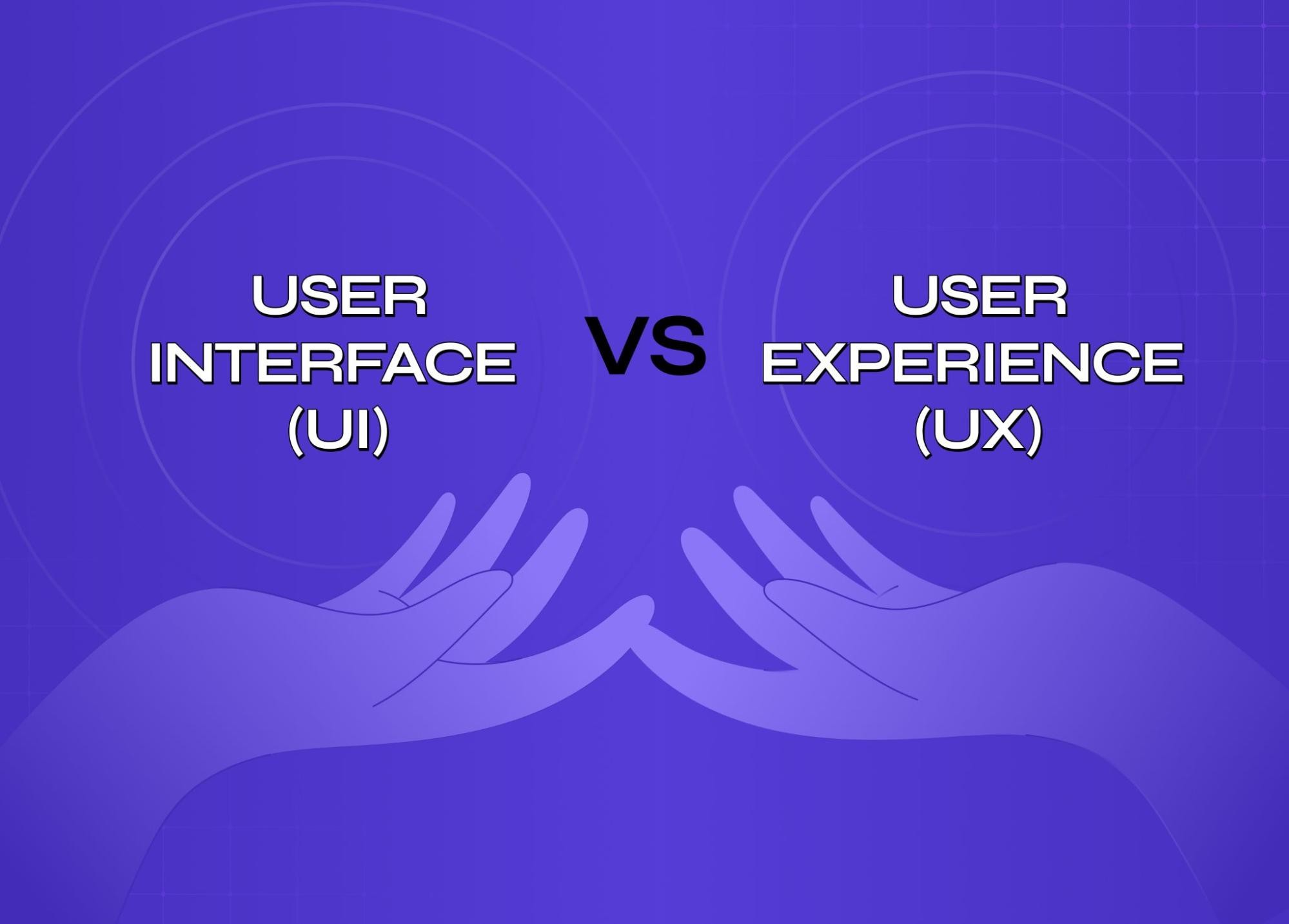 UI vs UX design comparison showing user interface (UI) and user experience (UX) concepts visually explained.