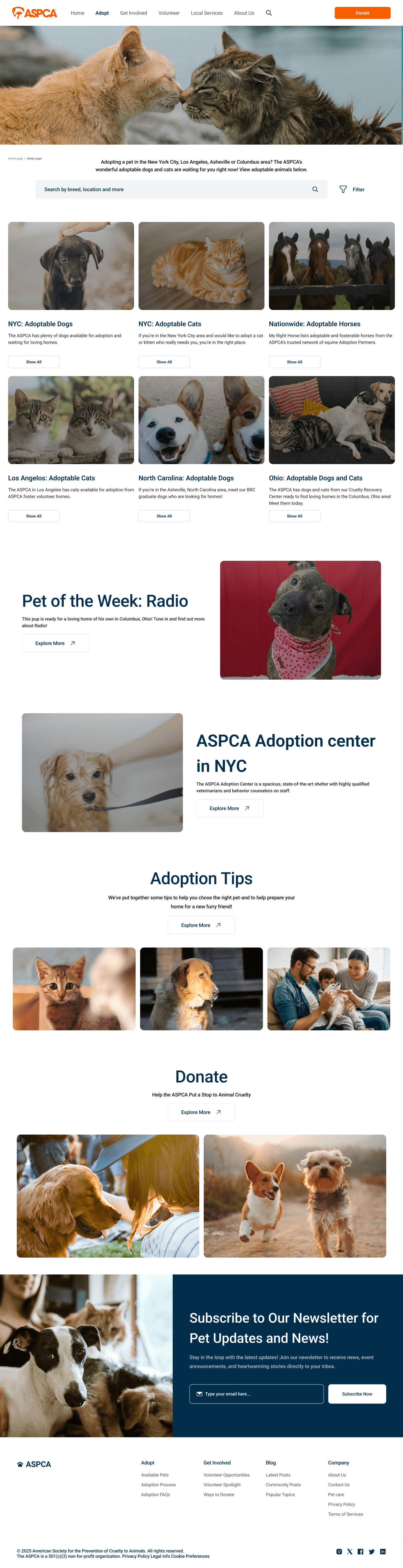 A two screens of the home page of the website