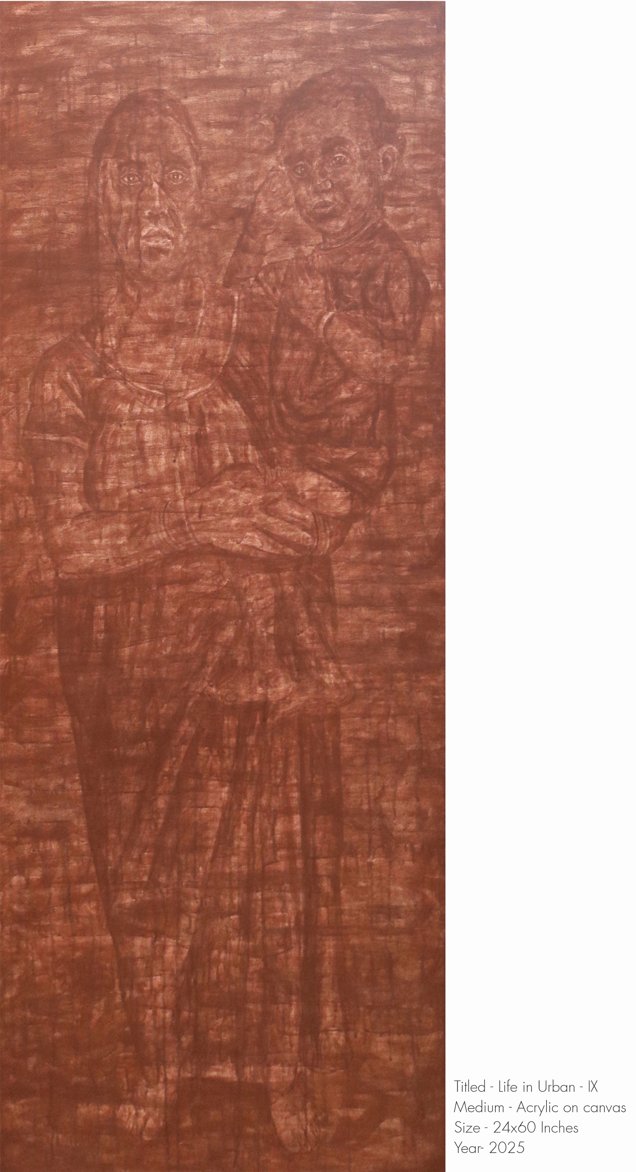 herd of sheep on road painting