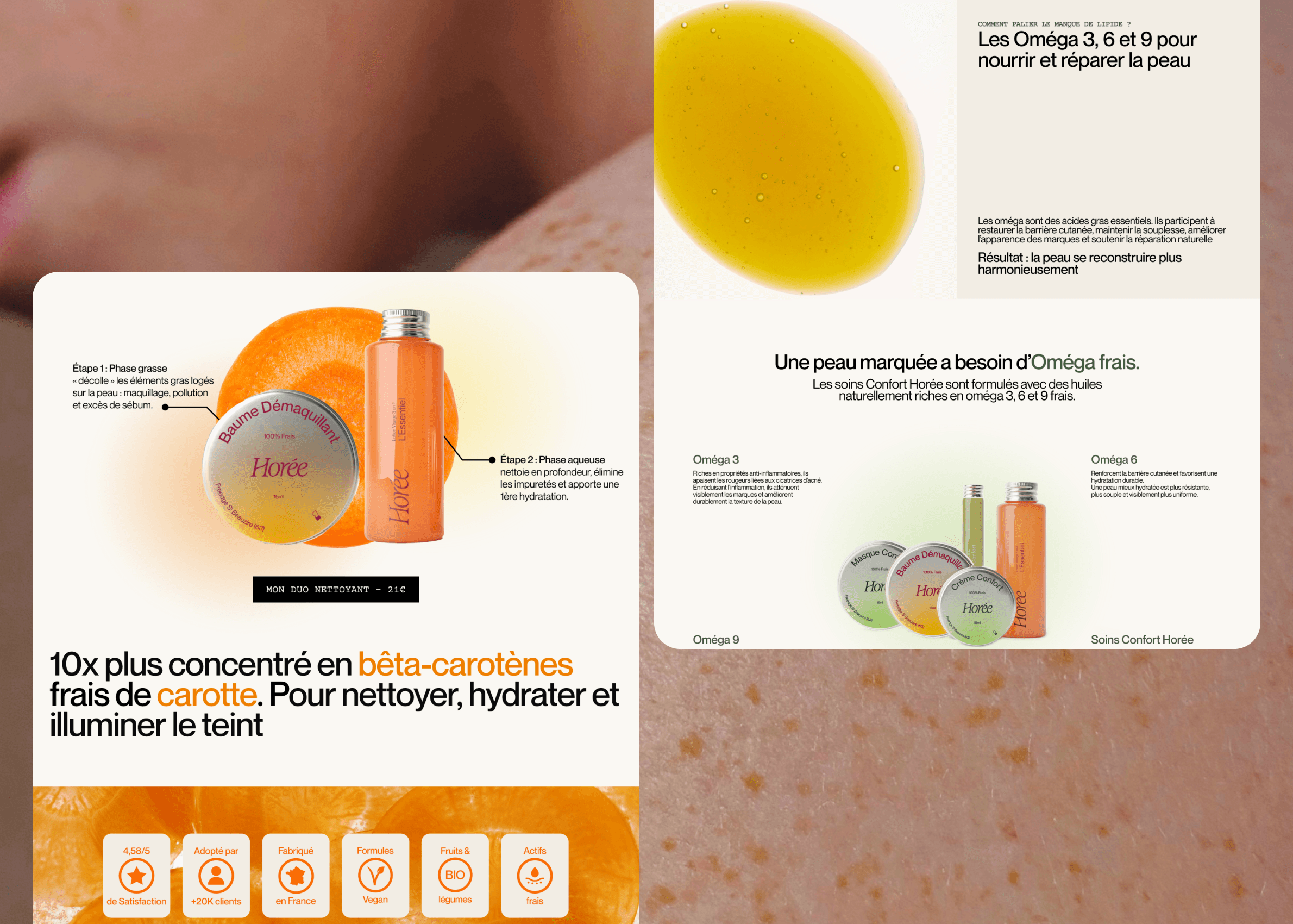 Parcours produit optimisé landing page Horée — UX design mobile par Mélanie Depré, freelance