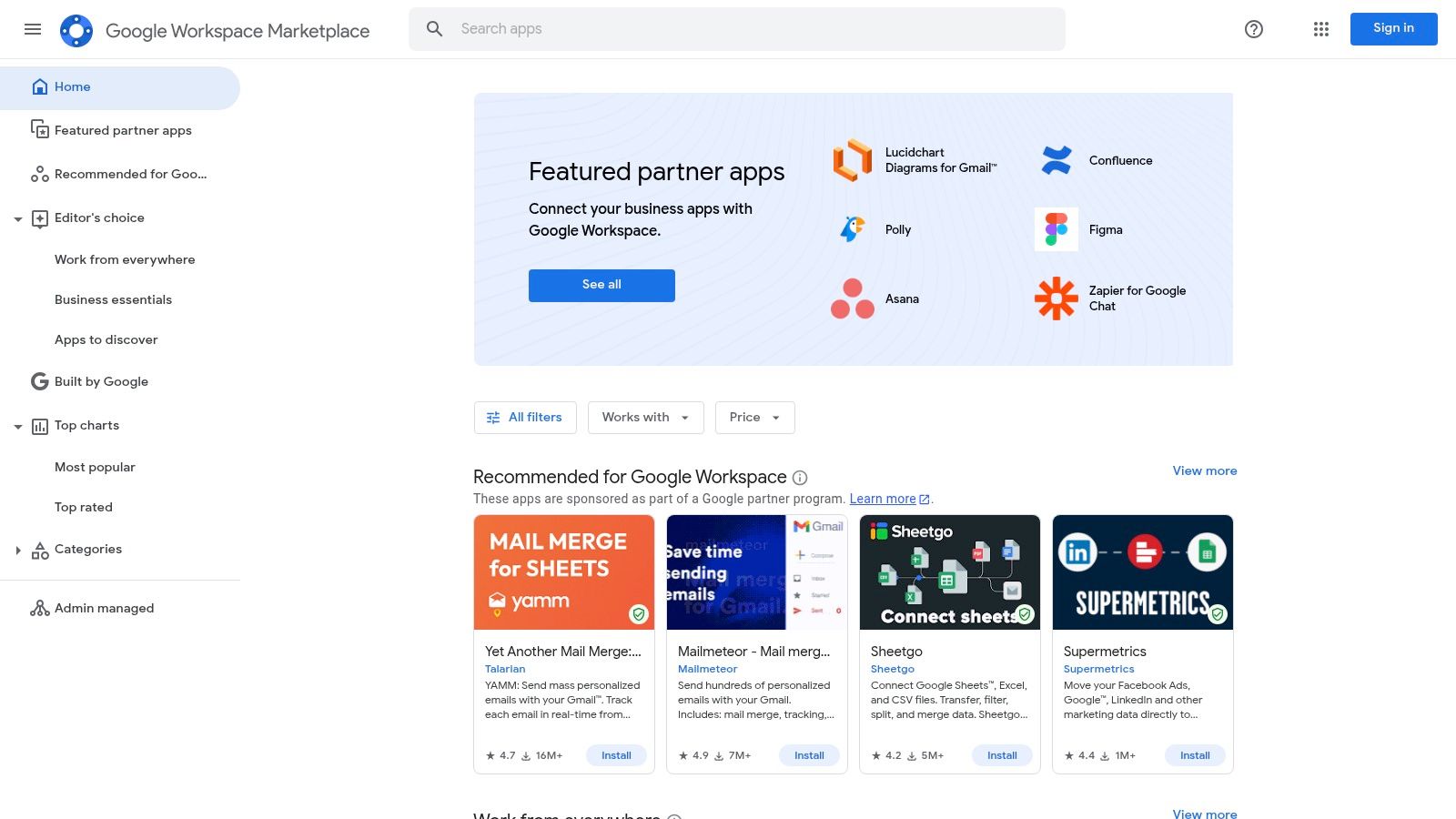 Google Workspace Marketplace (Marketing & AI add-ons)