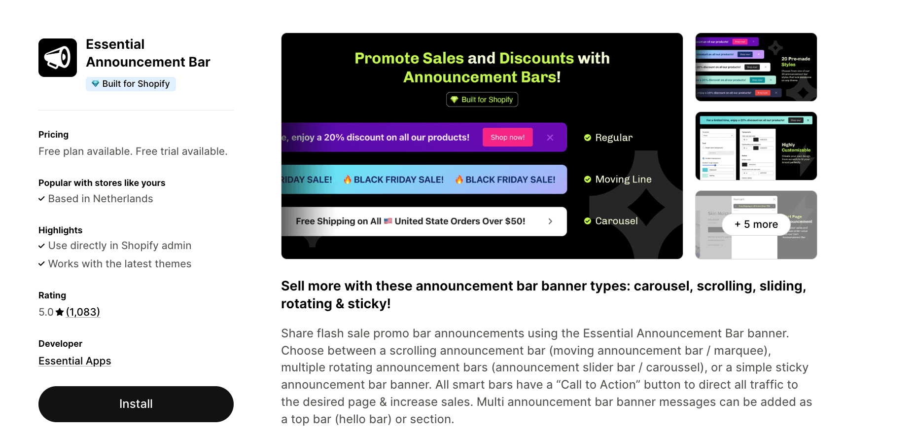 Essential Announcement Bar