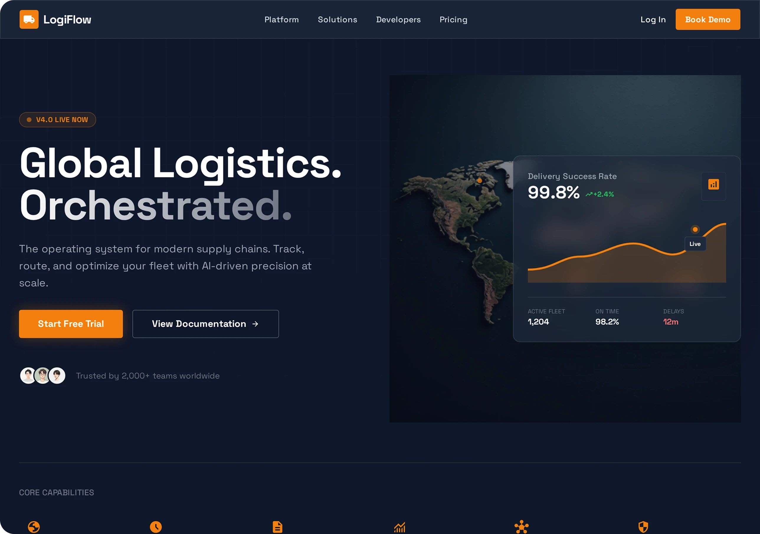 Screenshot of the Logistics Management Platform