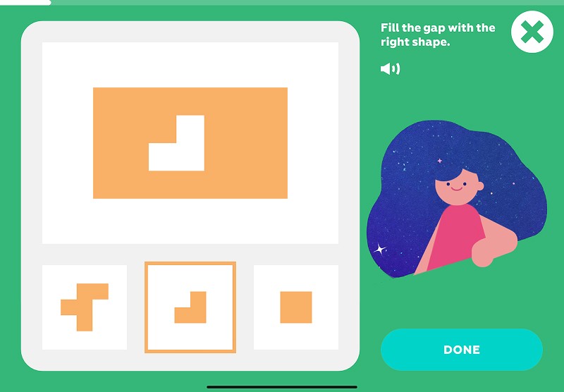2D shapes: fill the empty space with the correct shape