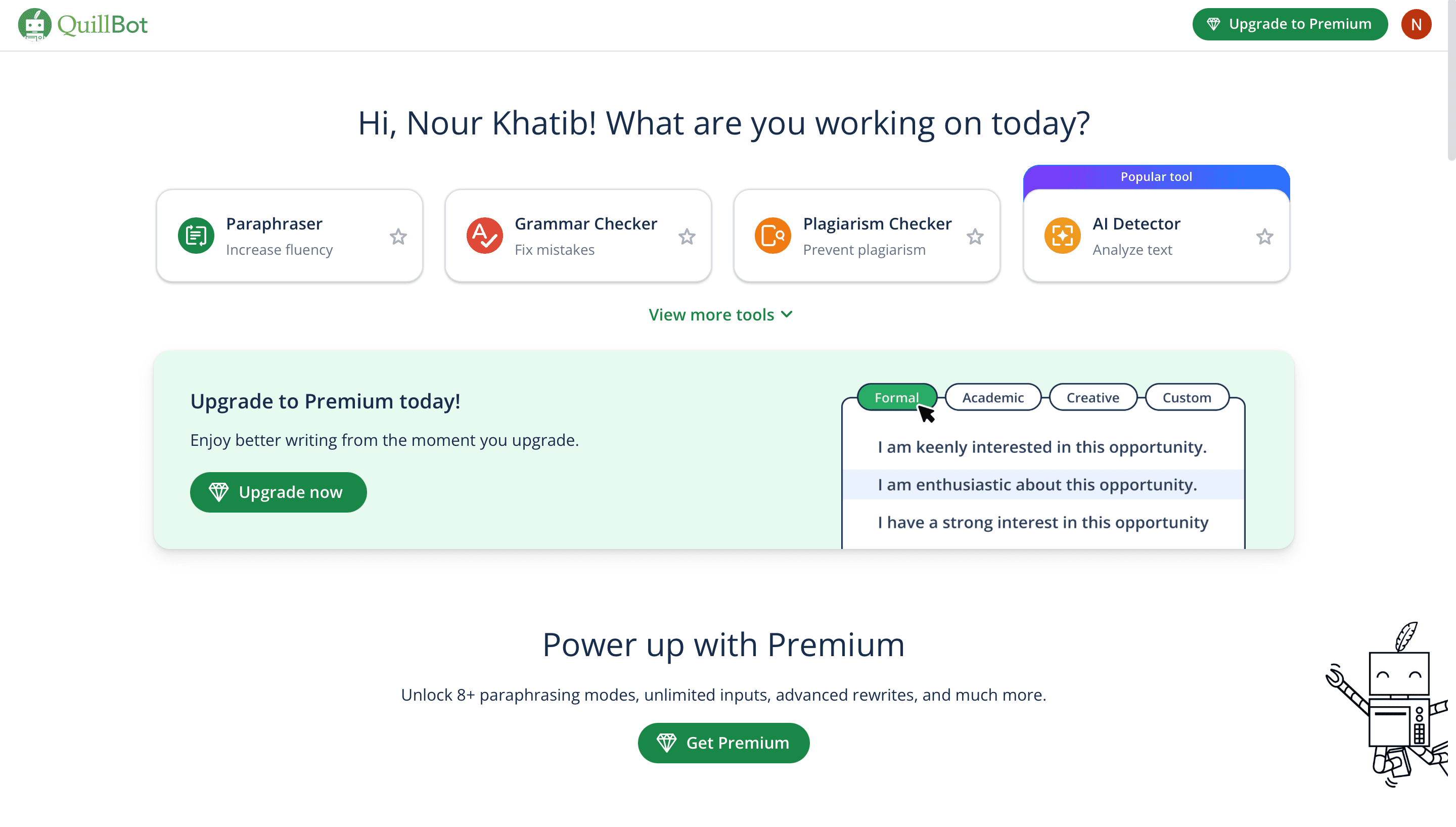 Quillbot Landing Page