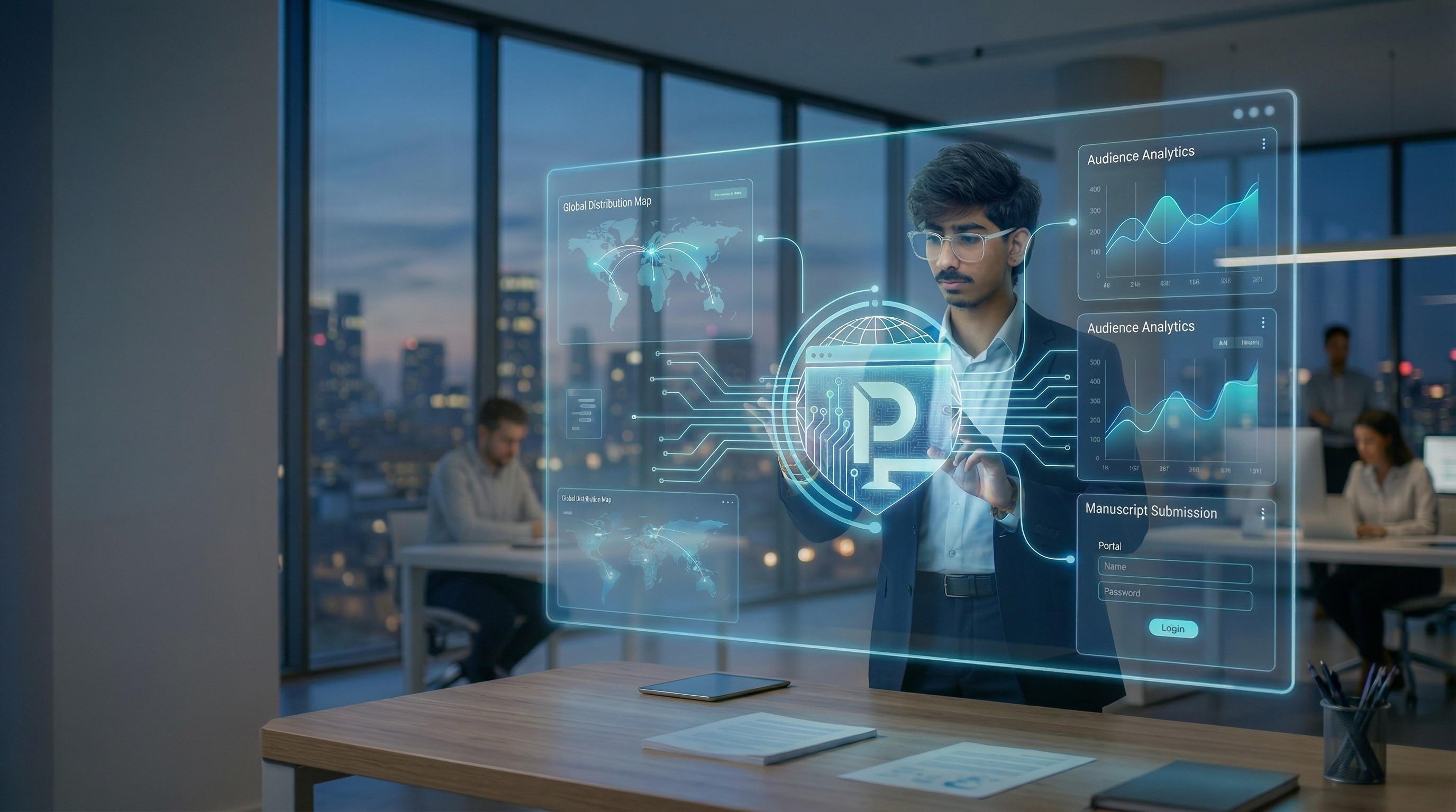 AI in business - a concept image showcasing the integration of artificial intelligence in various business operations.