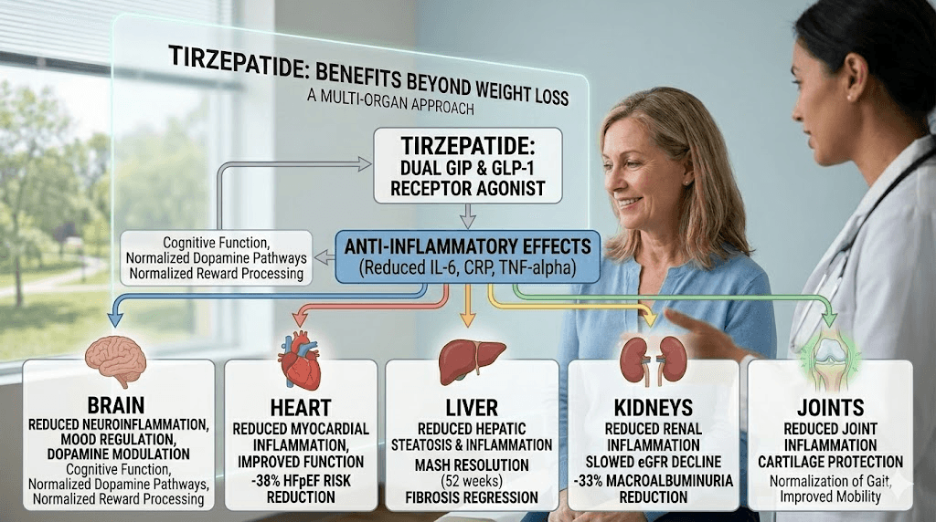 How tirzepatide inflammation reduction creates benefits across multiple organ systems
