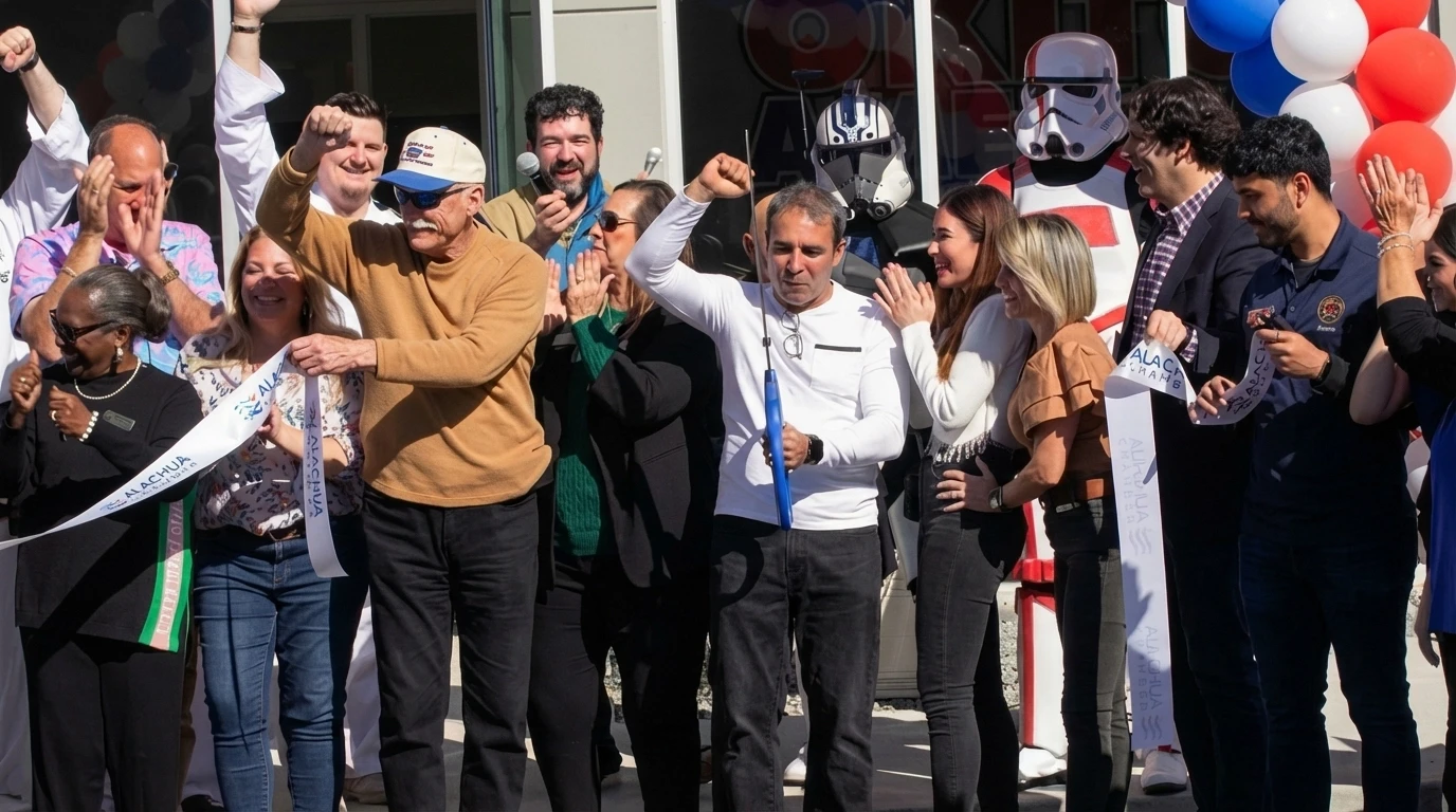 Photo of the ribbon cutting at the opening of the 3rd Okito location in Alachua.