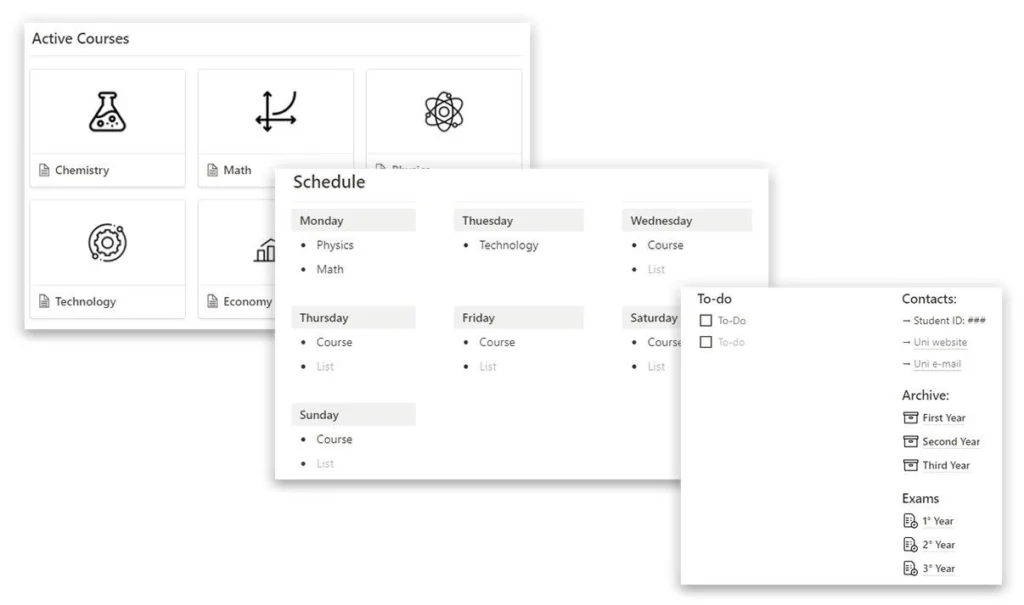 Free Notion Templates for Student Course Tracker