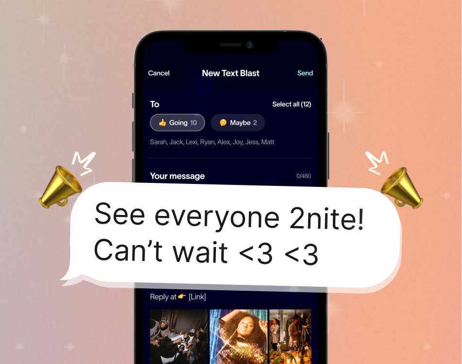 Text blast on phone with football field background 