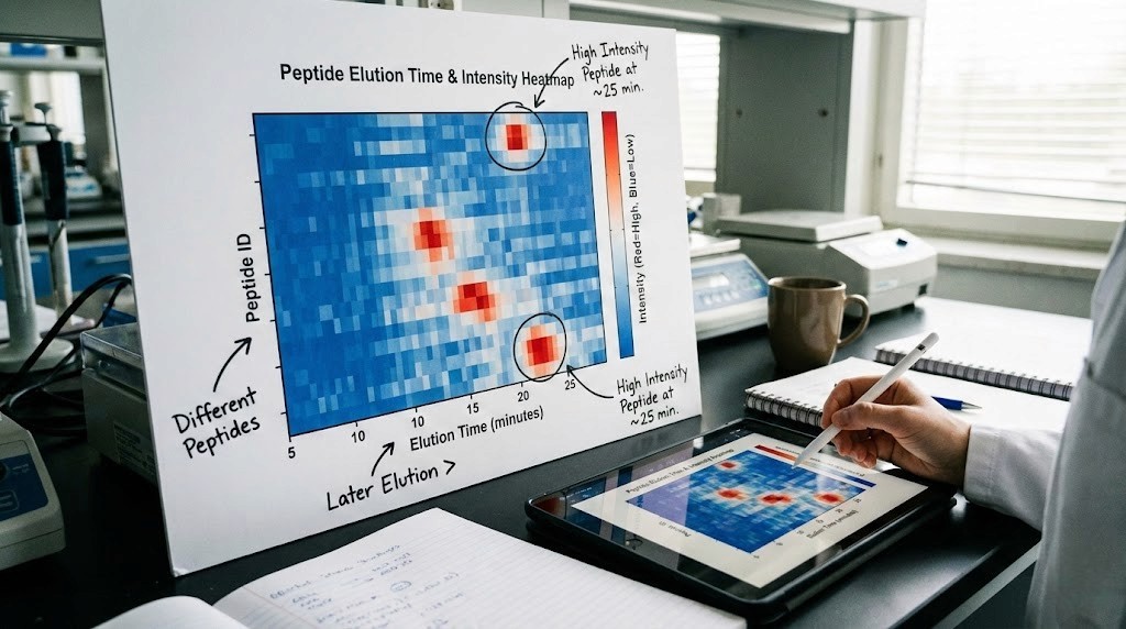 how-to-read-peptide-elution-time-and-intensity-heatmap