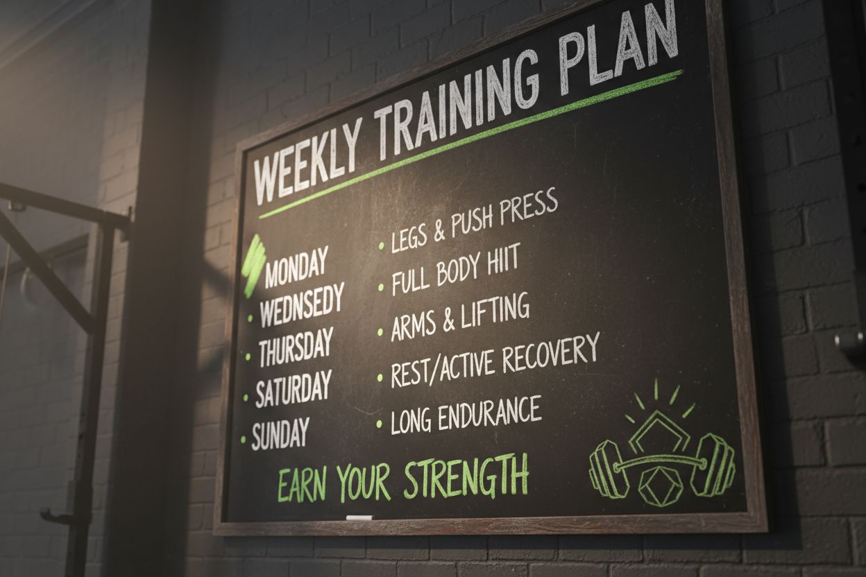 Weekly training plan on chalkboard