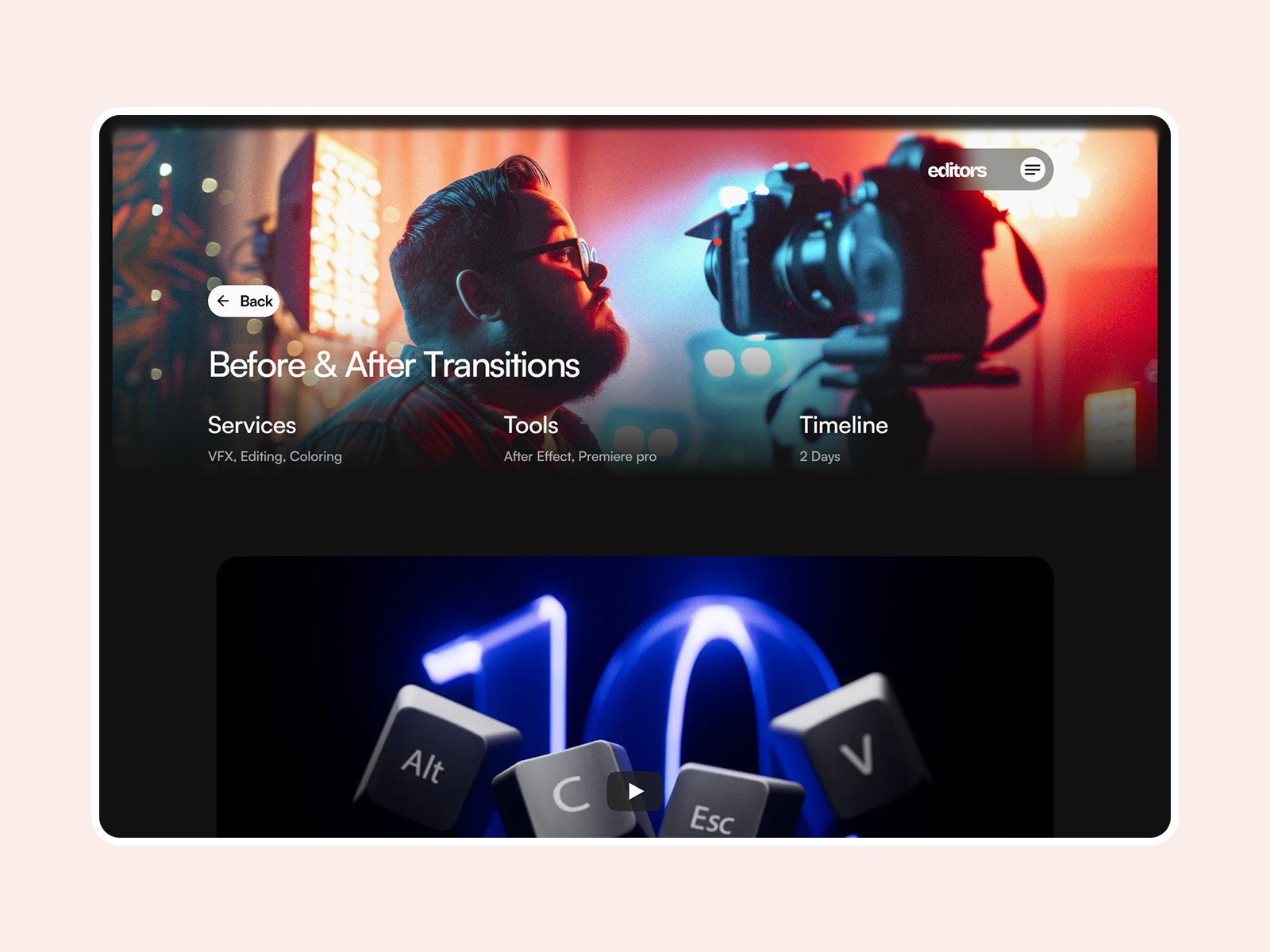 Editorya - video editor portfolio template