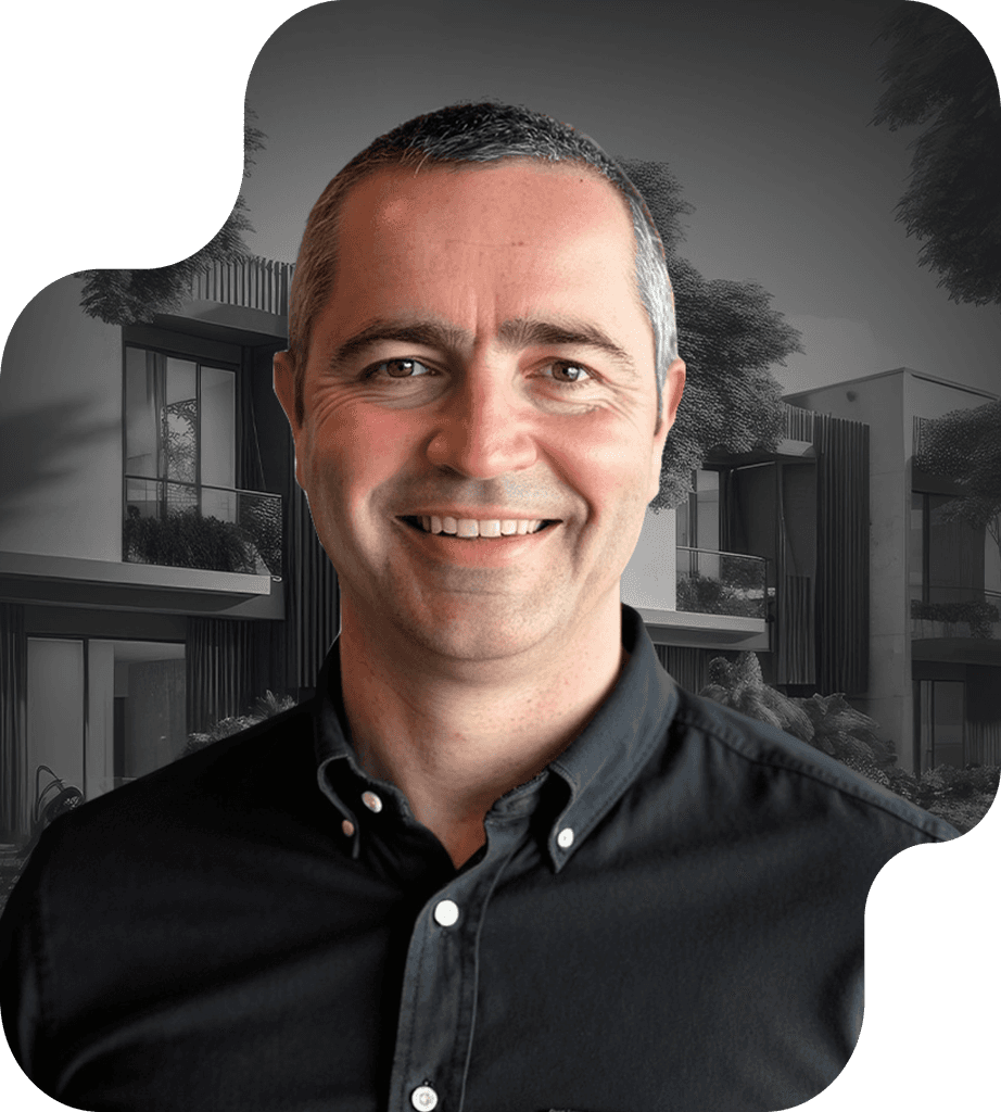 man standing near white wall