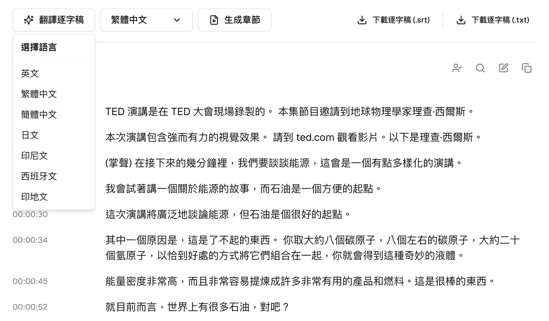 meeting summaries transcript translate