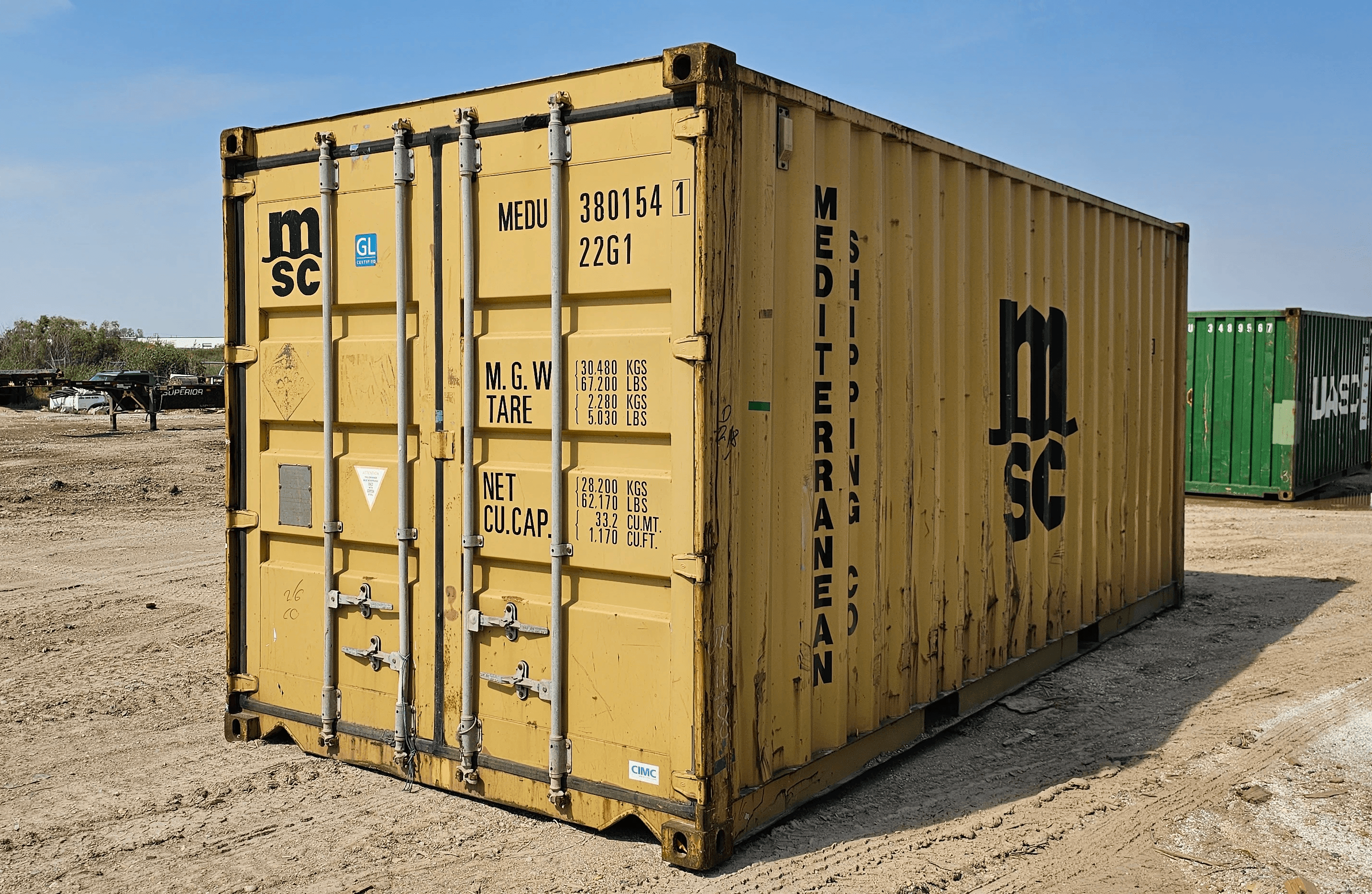 20' Used (Cargo Worthy) Container on industrial site
