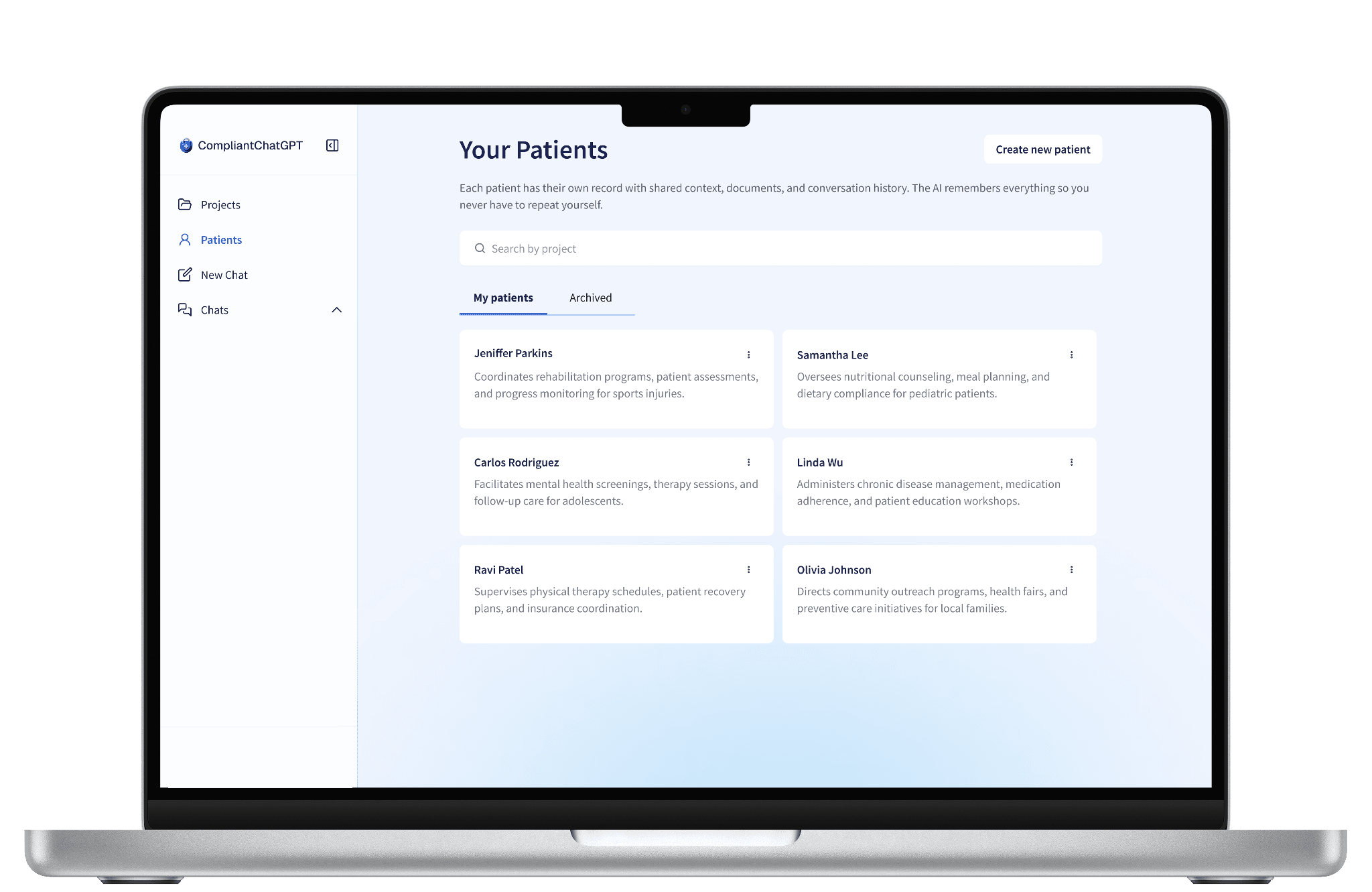 Screenshot of the Patient Portal