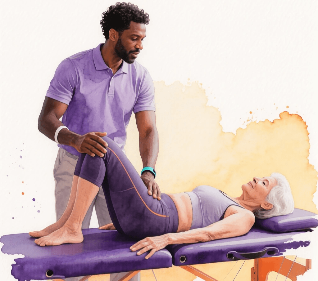 A physiotherapist examines her patient’s perfect plan.