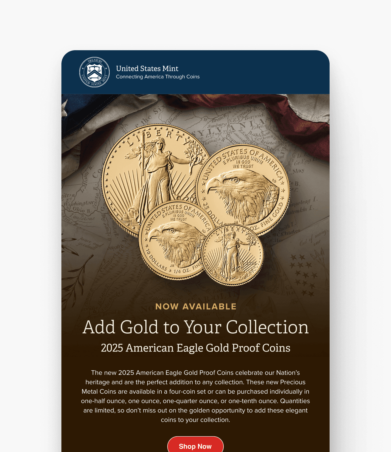 An example of a promotional feautring the Precious Metals collection.