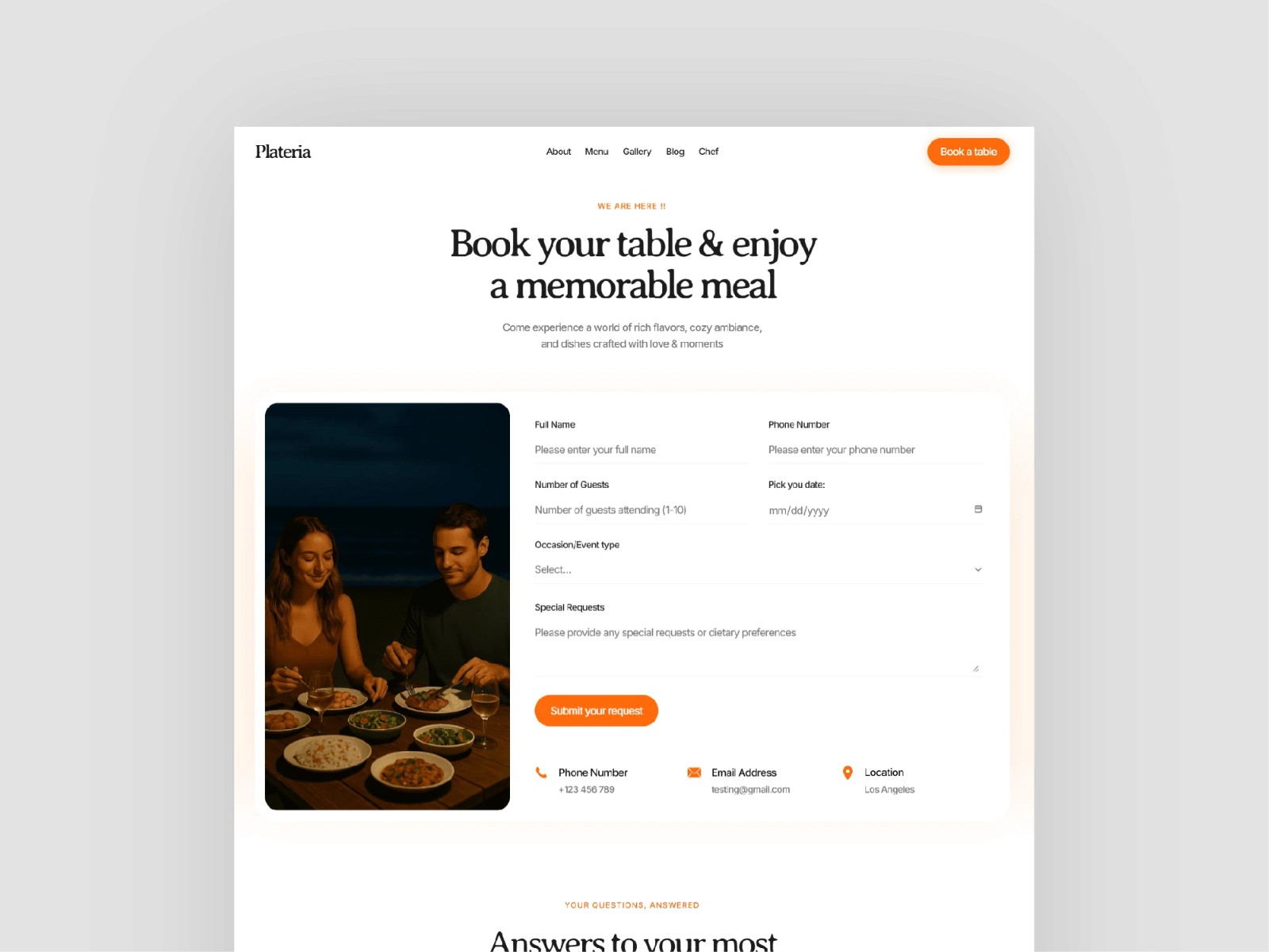 Plateria — 现代动效餐饮品牌网站设计灵感