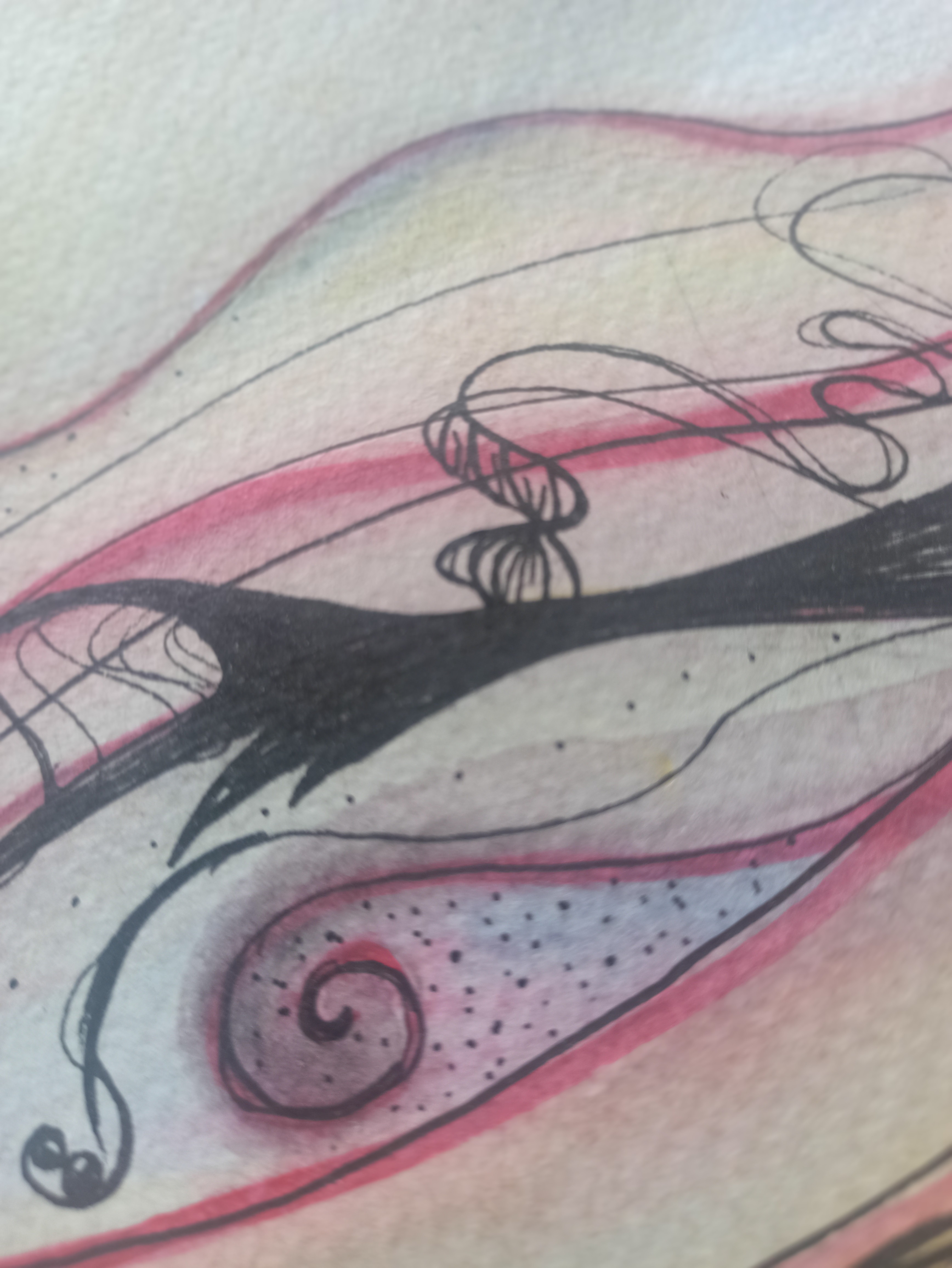 Close up of watercolour illustration
