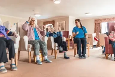 Two women talking in comfortable chairs