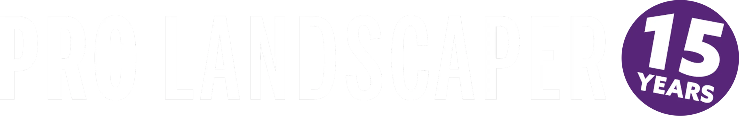 Logo featuring the text "Pro Landscaper" with a stylised design in a monochrome background.