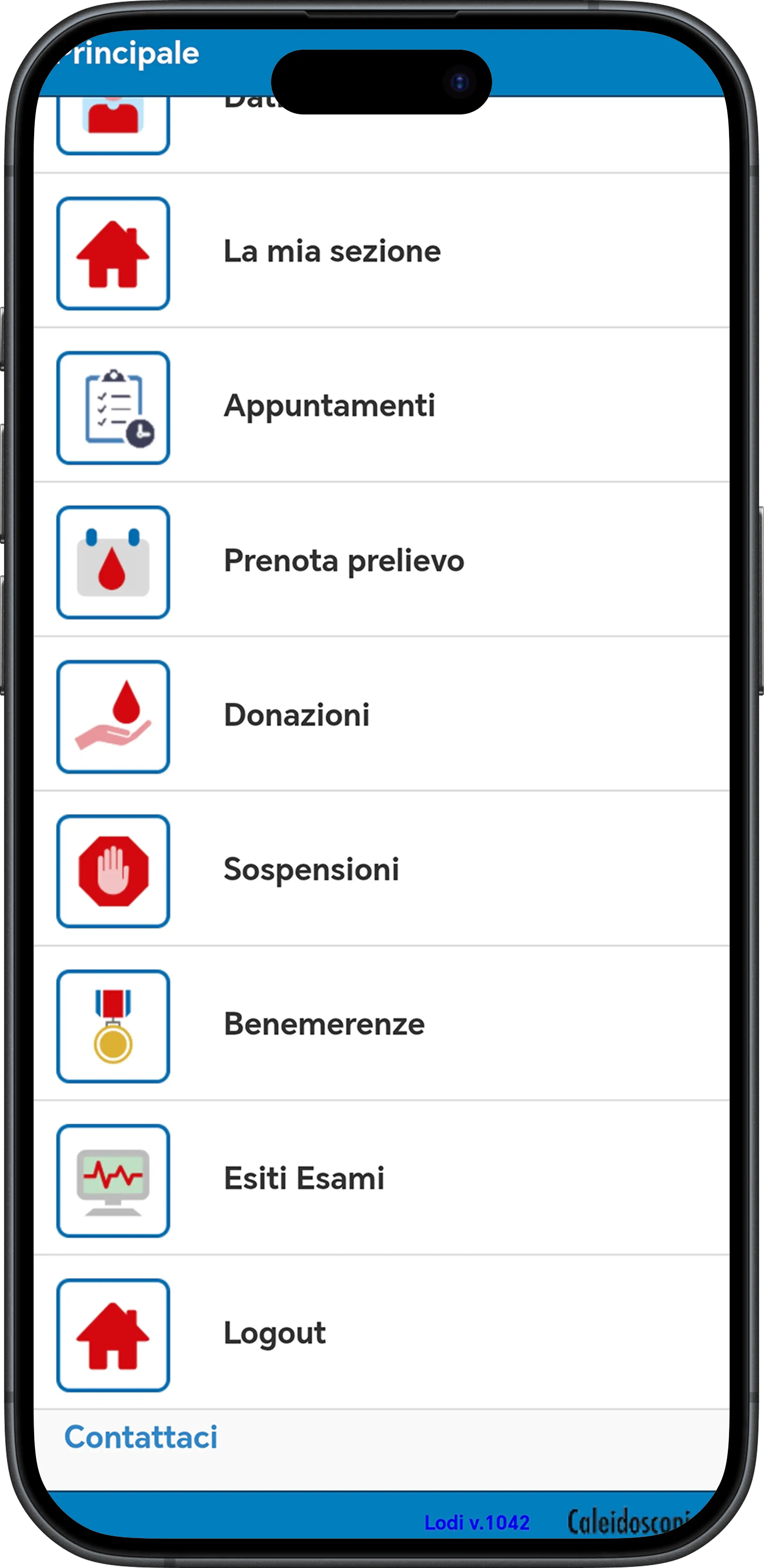 Current app navigation menu
