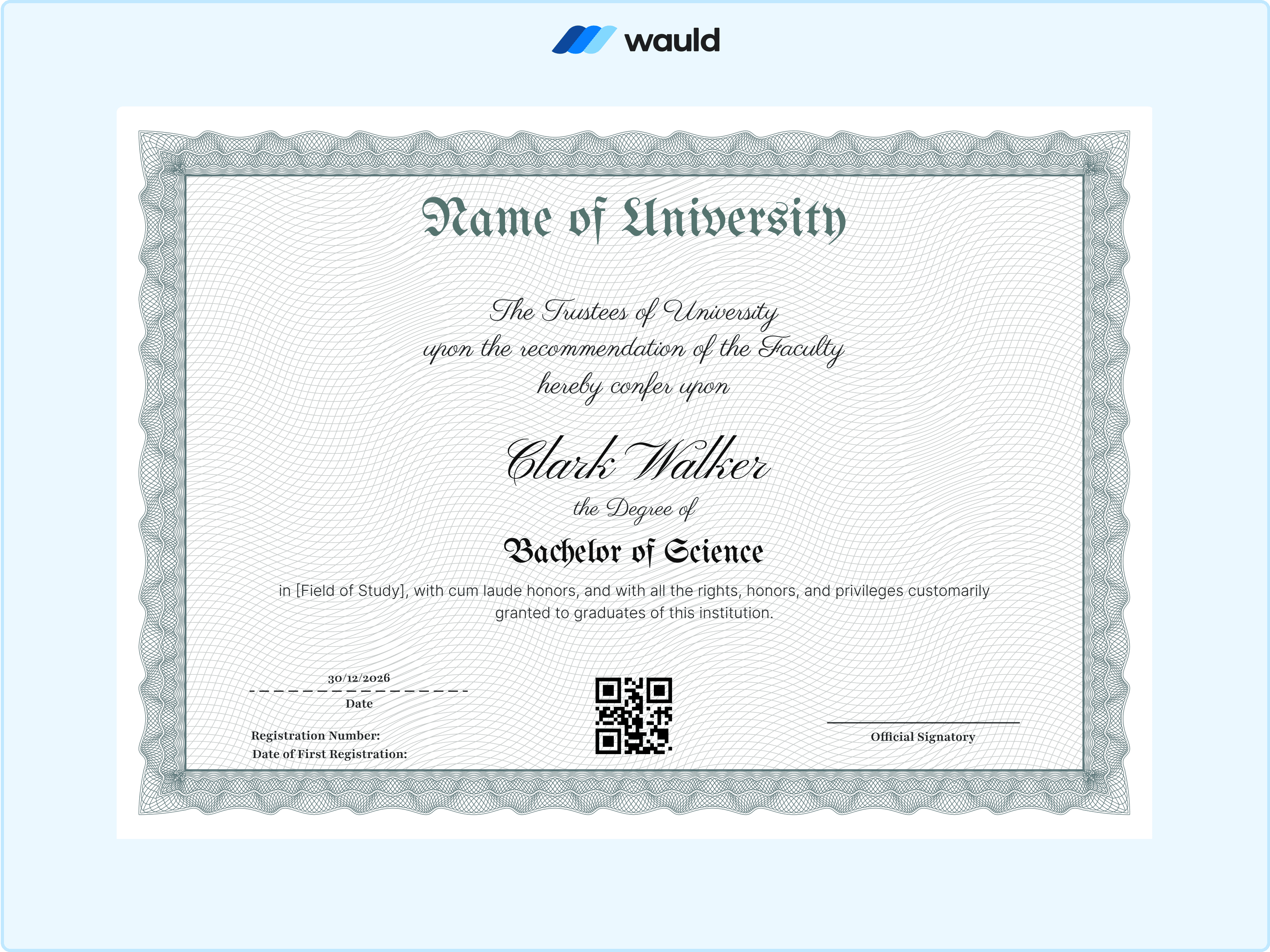 Wauld - Timeless certificate of graduation template