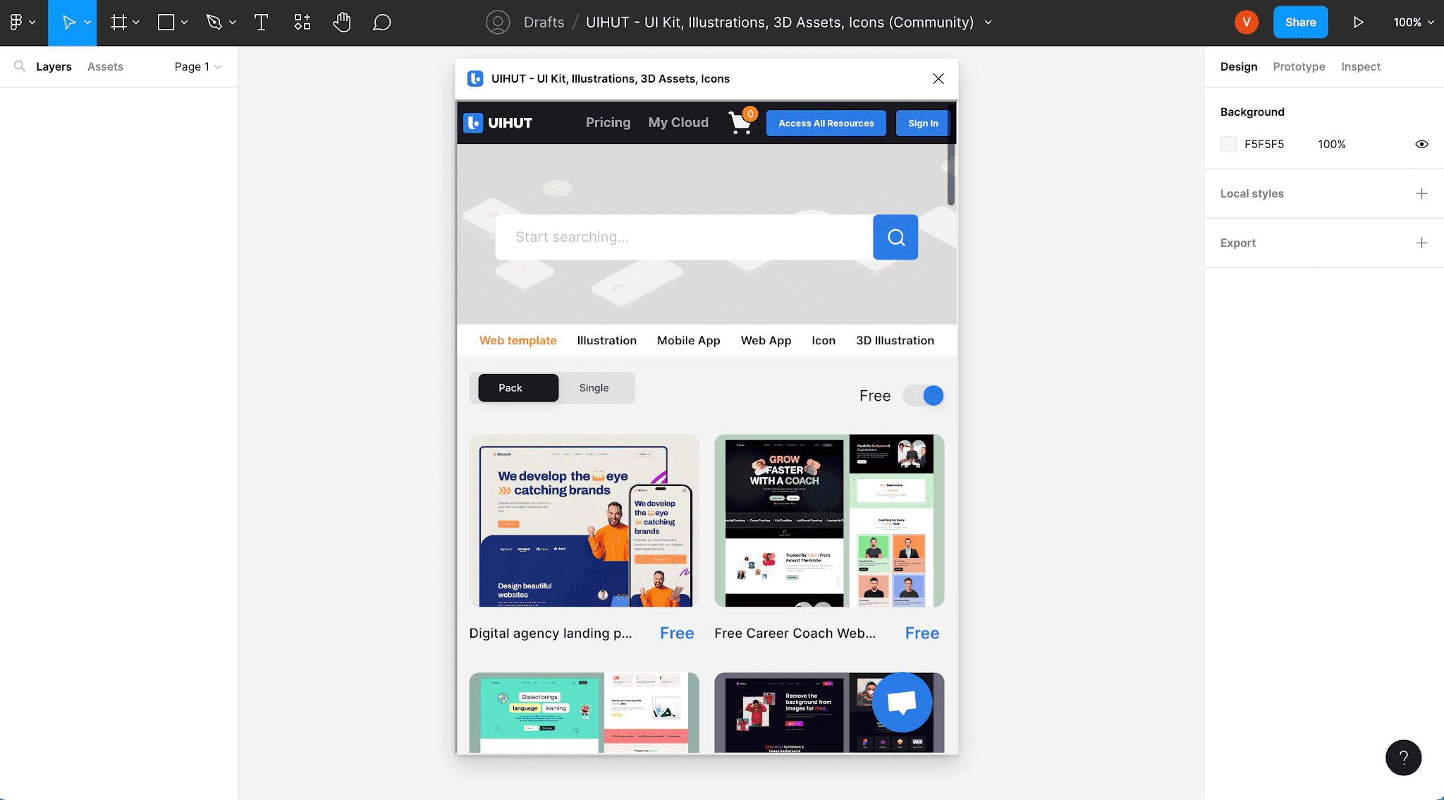 UIHUT figma plugin Unsplash Figma plugin open on the figma canvas