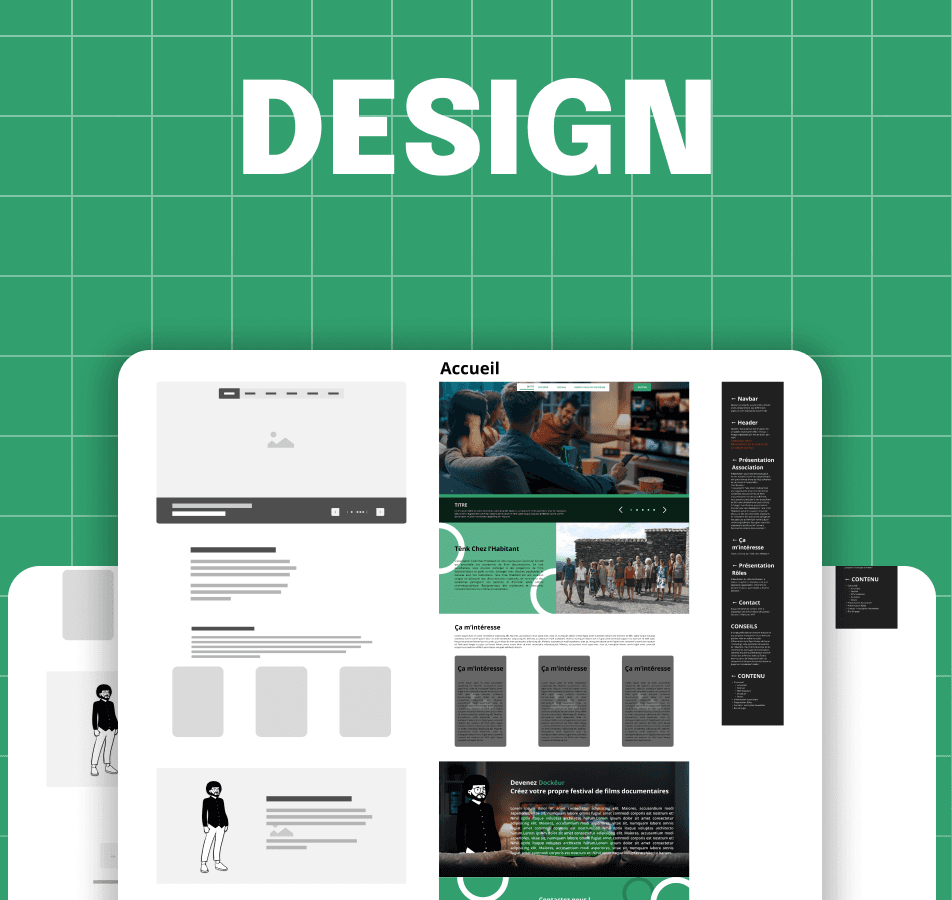 Design du site de Teaser d'une rencontre avec un réalisateuravec le branding de  l'Association Döc Chez l'HAbitant, fait par Ilies Manata