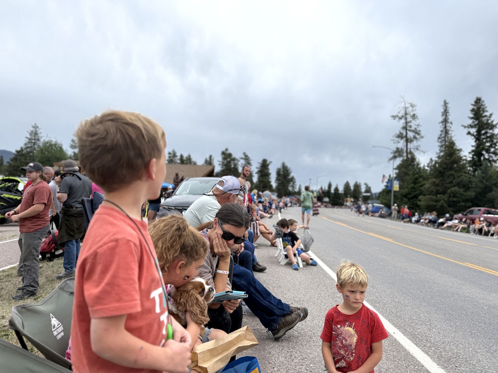 Watching the Fourth of July parade in Seeley Lake, Montana