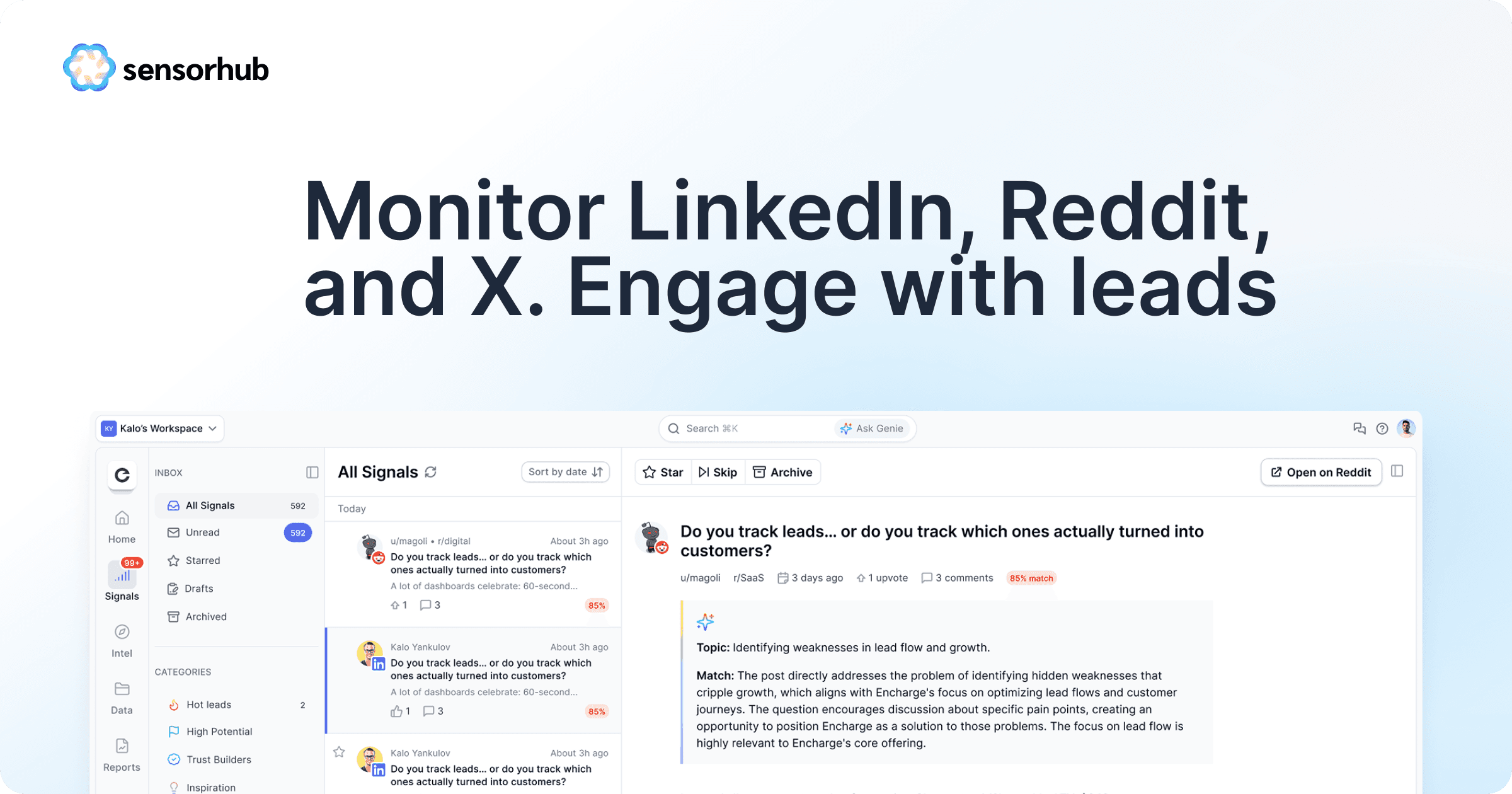 Sensorhub — Advanced Social Monitor & Selling Tool