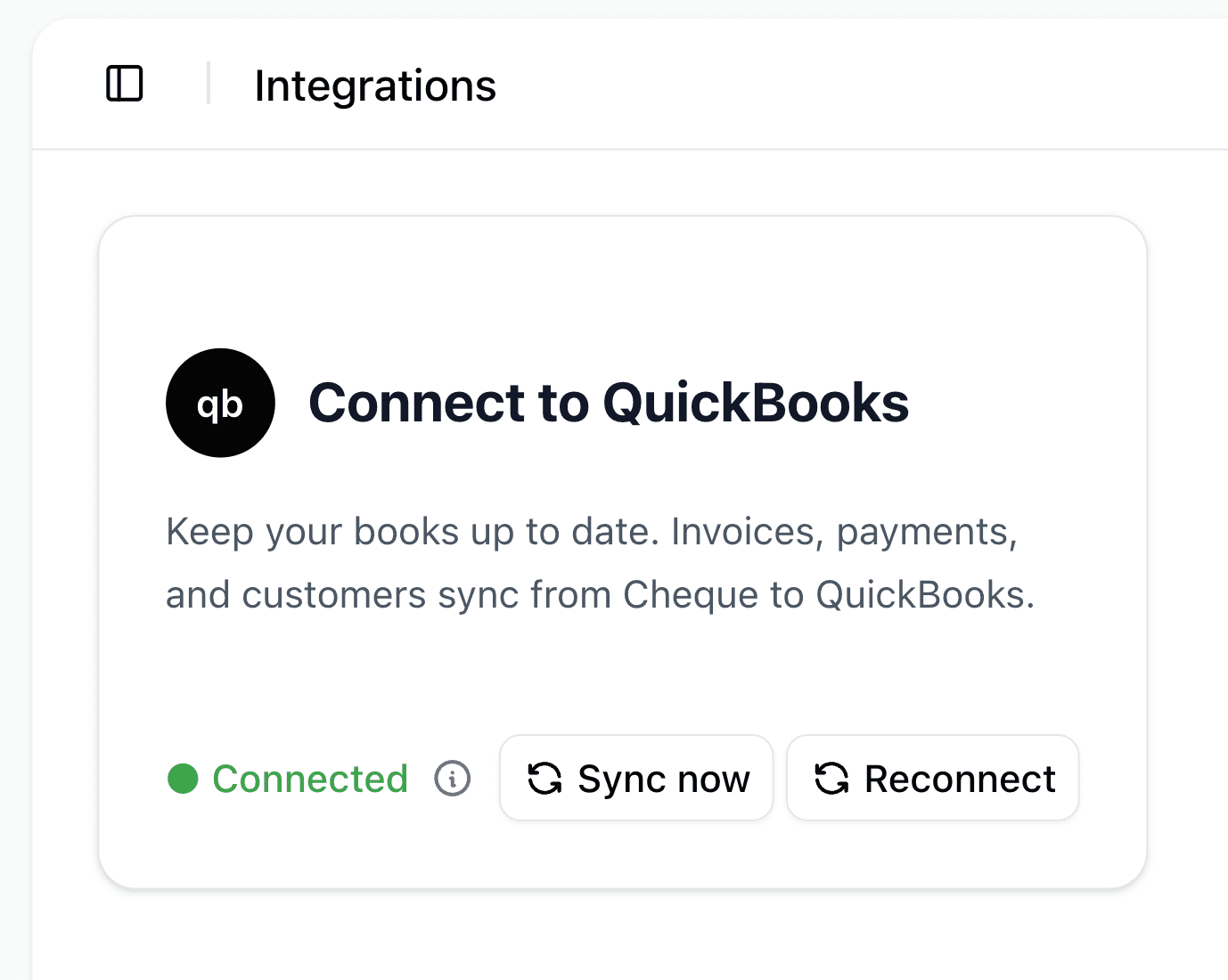 Seamless sync with QuickBooks