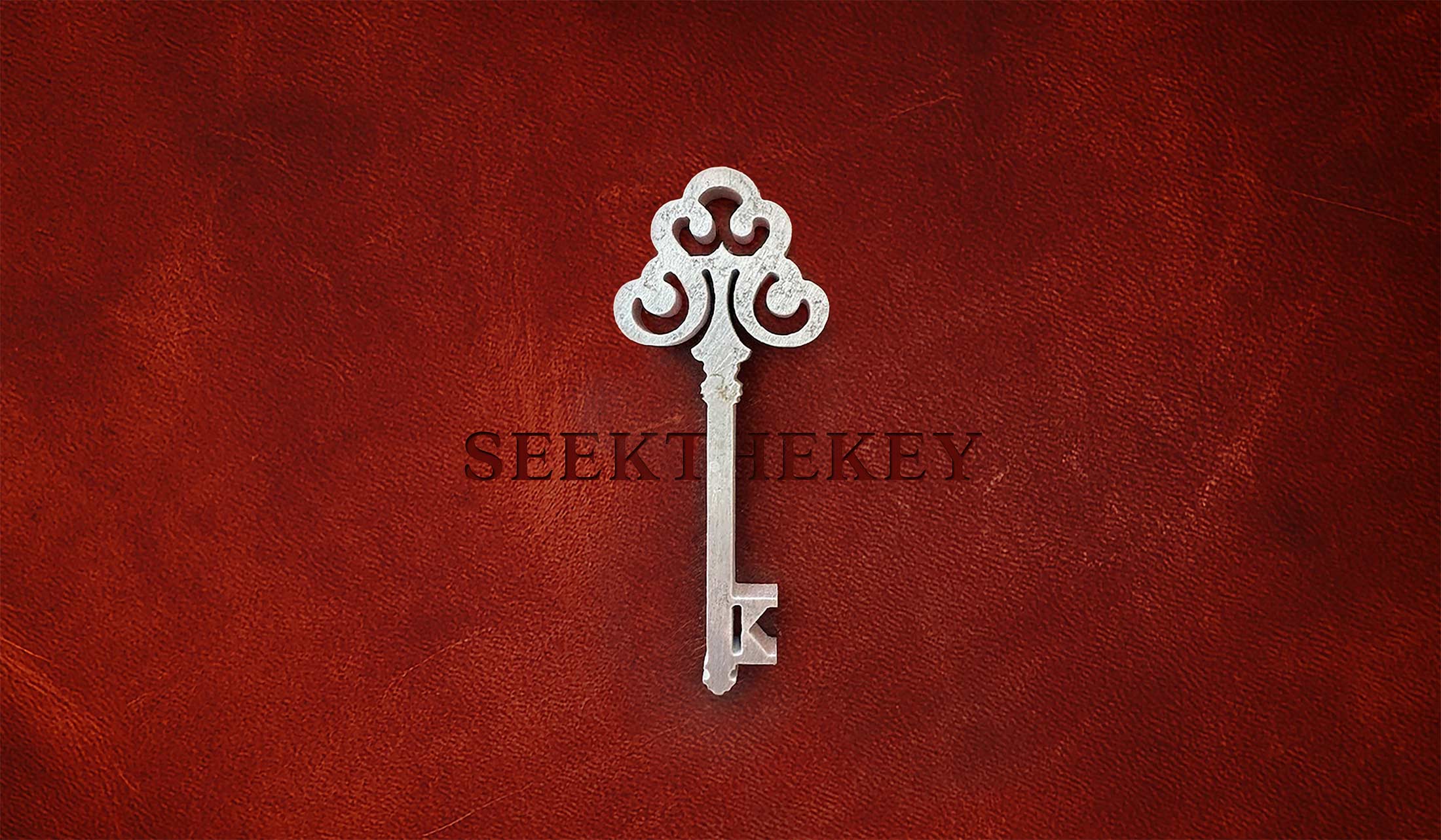 STK Metal Key on a Red Leather