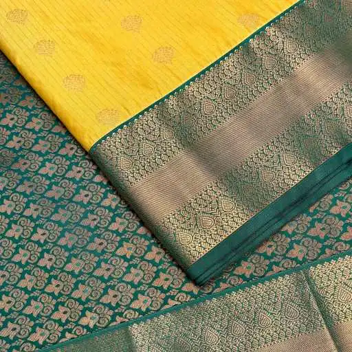 Lemon Yellow Semi Kanchivaram Art Silk Saree