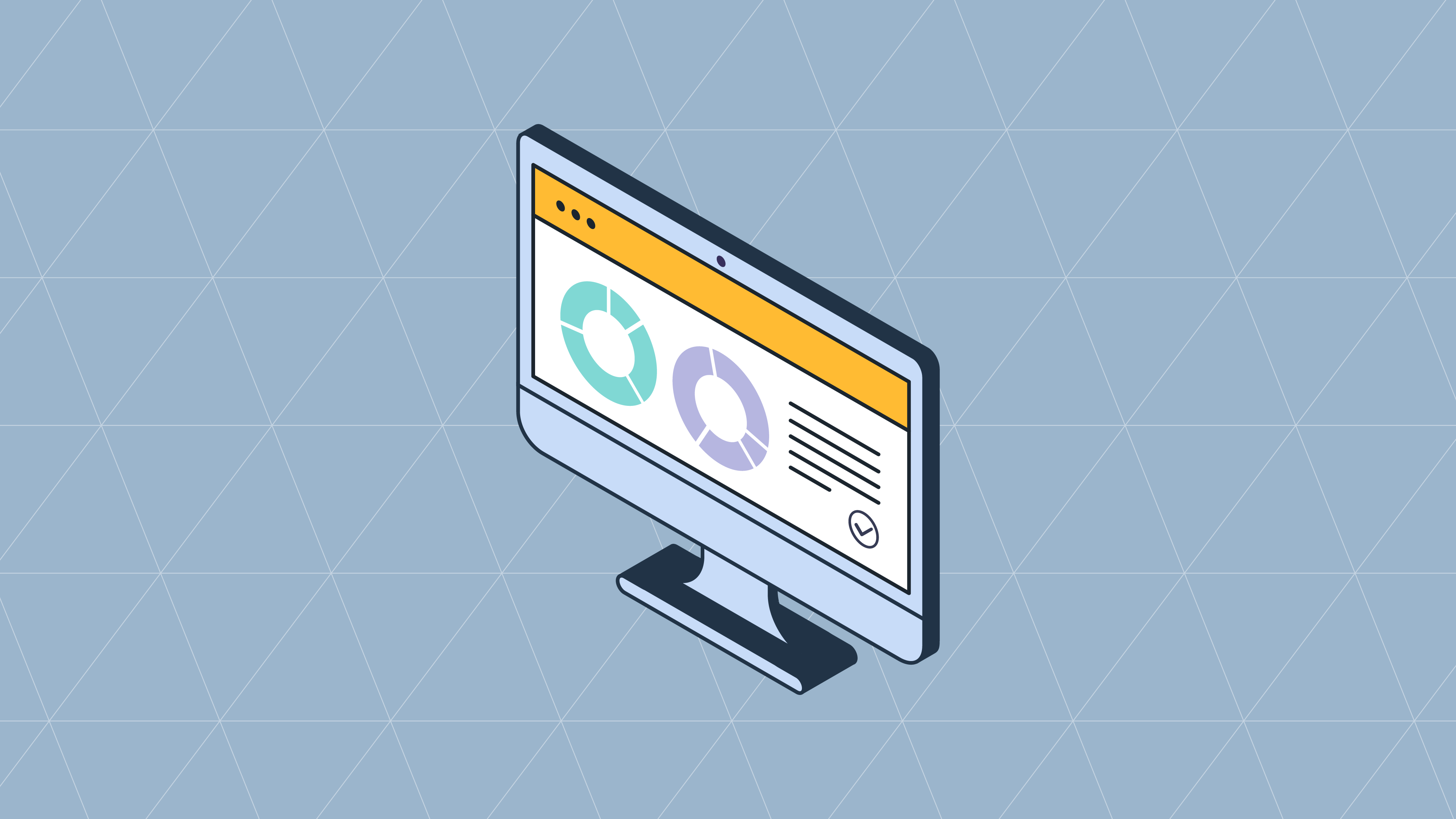Desktop monitor displaying a DSD reporting dashboard with donut charts, representing EDI 882 reconciliation for CPG brands.Desktop monitor displaying a DSD reporting dashboard with donut charts, representing EDI 882 reconciliation for CPG brands.