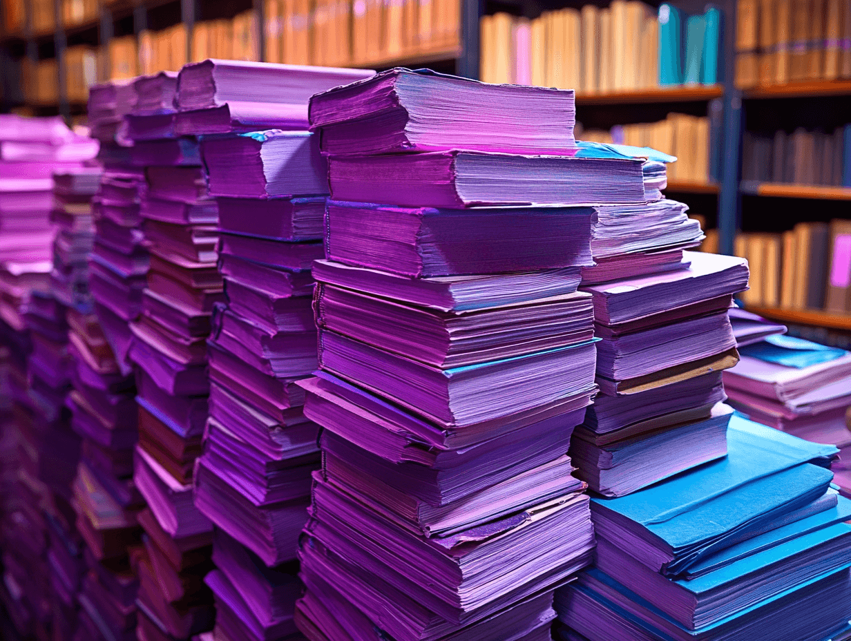 Stapel von Dokumenten für die Chemie-Produktion