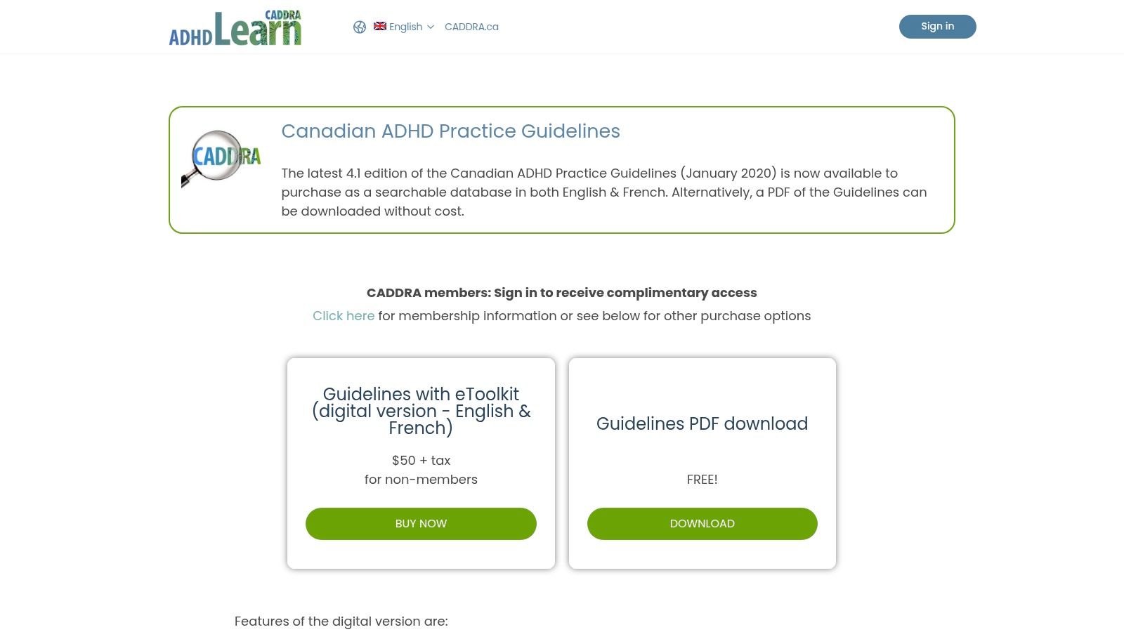 CADDRA – Canadian ADHD Practice Guidelines + eToolkit