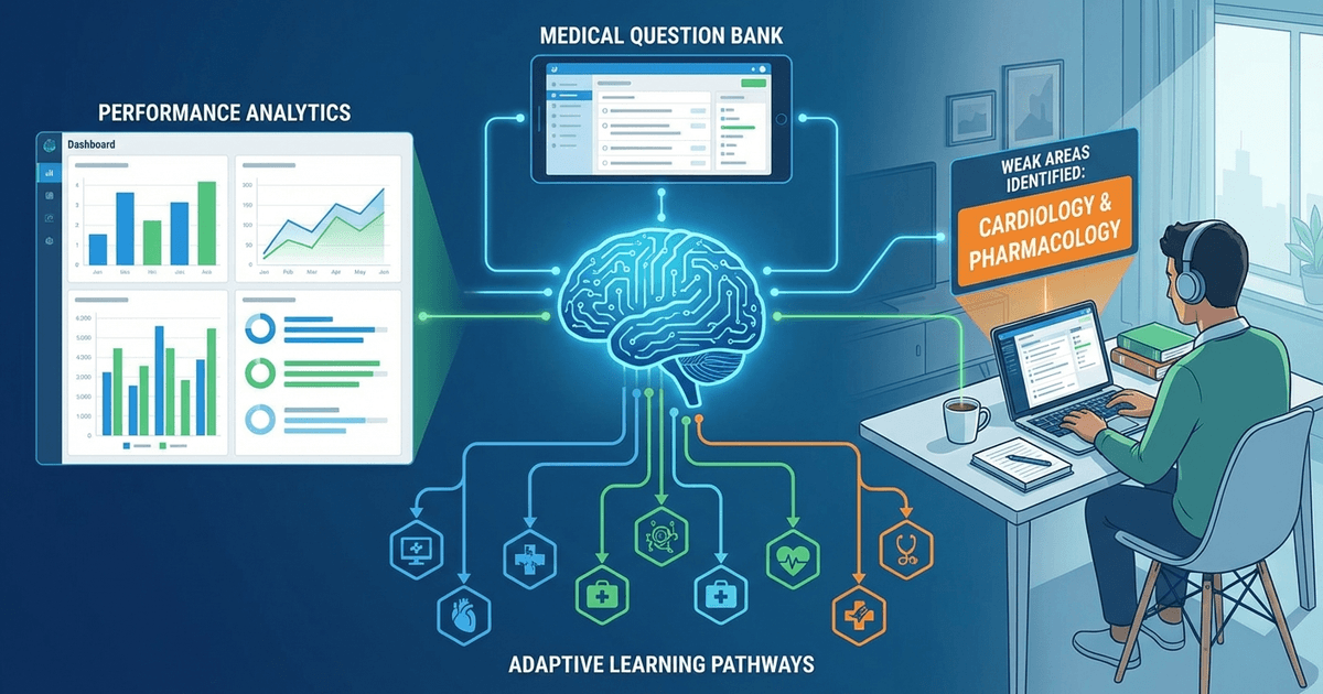Cover: How AI Adaptive Question Banks Know What to Drill Next — And Why It Matters for USMLE Step 1