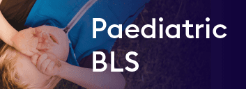 Paediatric BLS training banner with child receiving care.