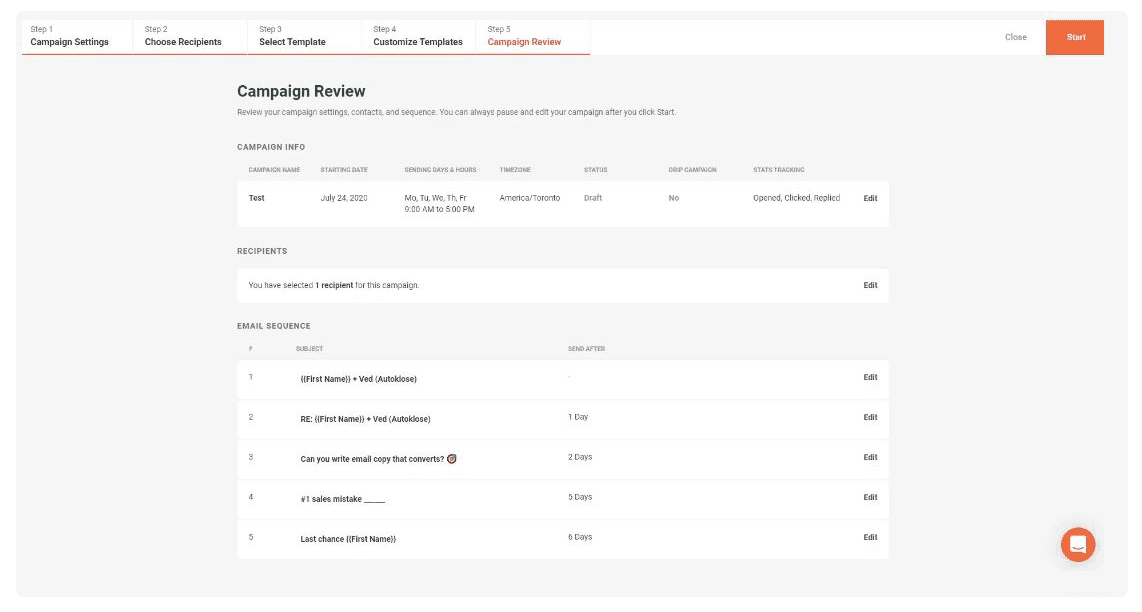 Autoklose Customizable Sequences