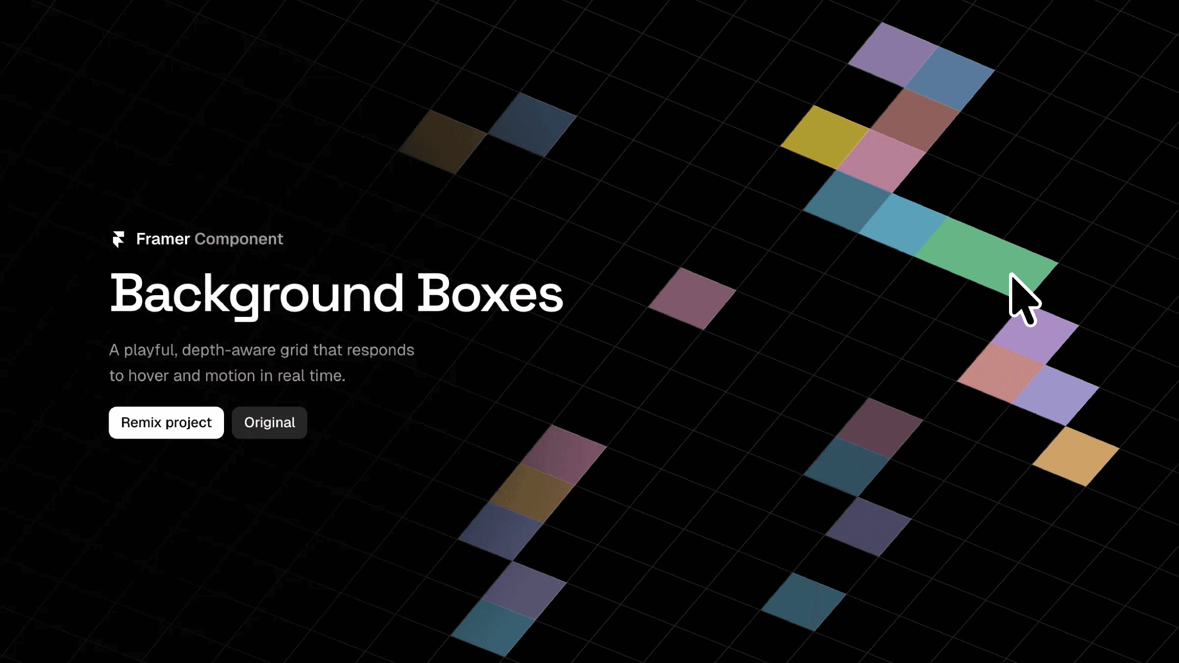 Framer Background Boxes interactive grid with cursor hover