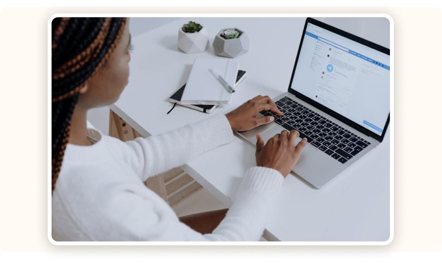 Woman using a laptop