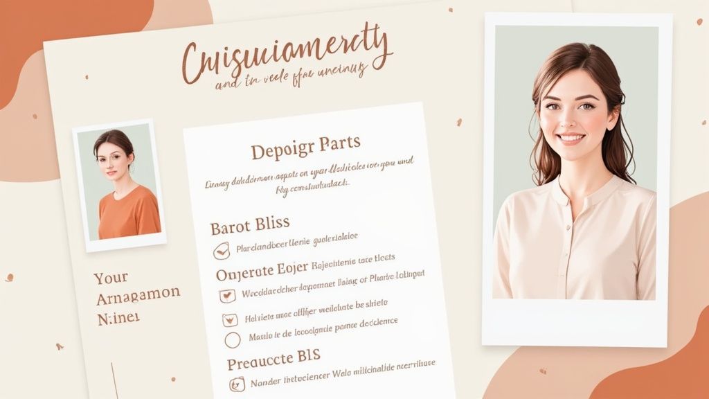 Ein professionell gestaltetes Deckblatt mit einem Bewerbungsfoto, das Kompetenz ausstrahlt