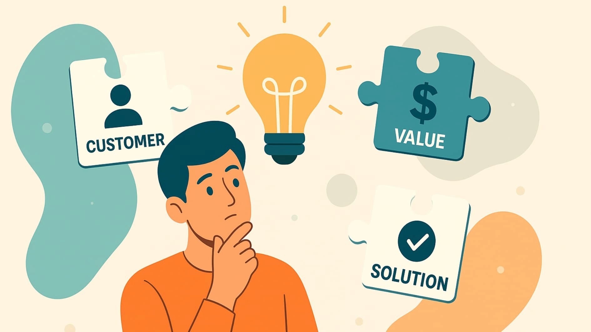 Illustration explaining what defining unique value proposition means with customer and value icons.