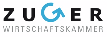 Logo of Zuger Wirtschaftskammer, featuring the text "ZUGER" with a stylized arrow integrated into the design.
