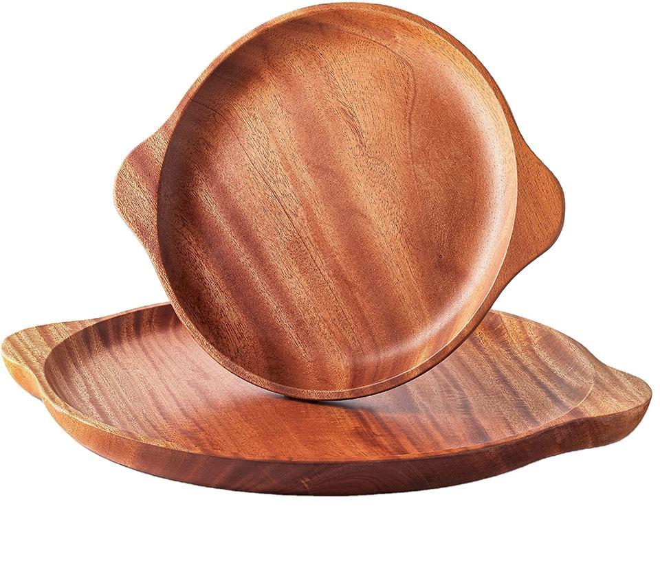 Handcrafted oval wooden serving platter set made from natural wood