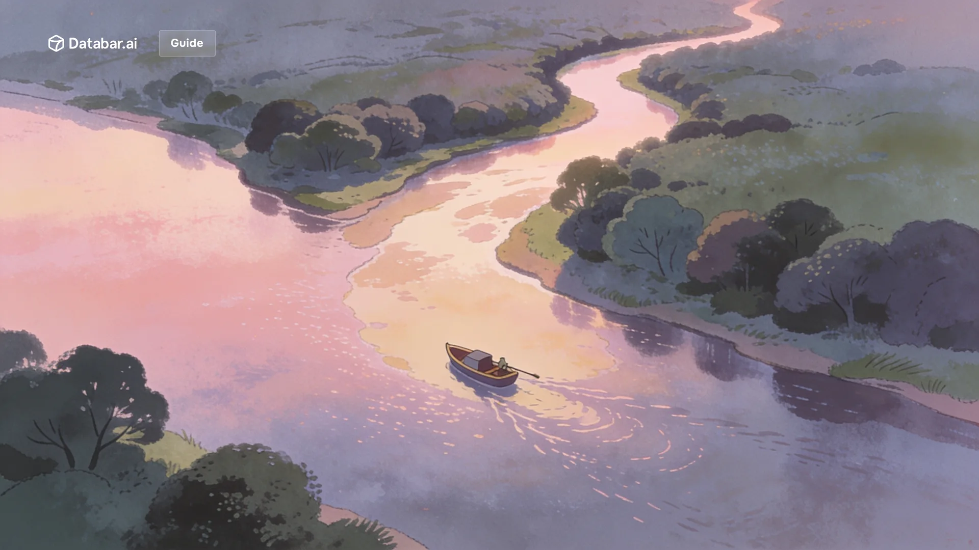 Finding leads missing from major databases, illustrated as a quiet backwater creek worked by one small boat away from the main channel