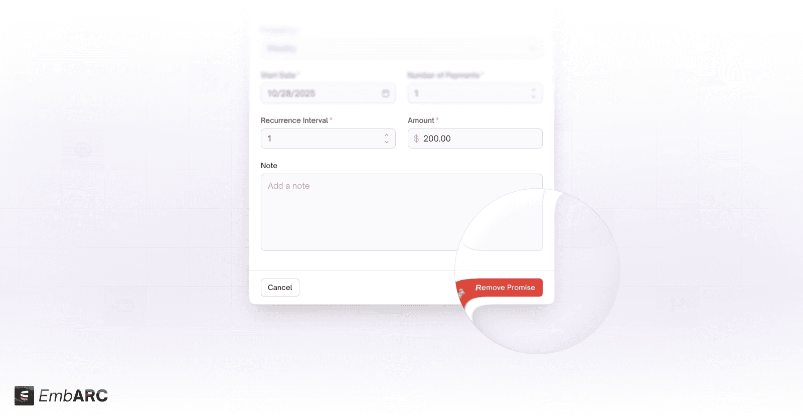 LendAPI embARC LMS - Promise to Pay
